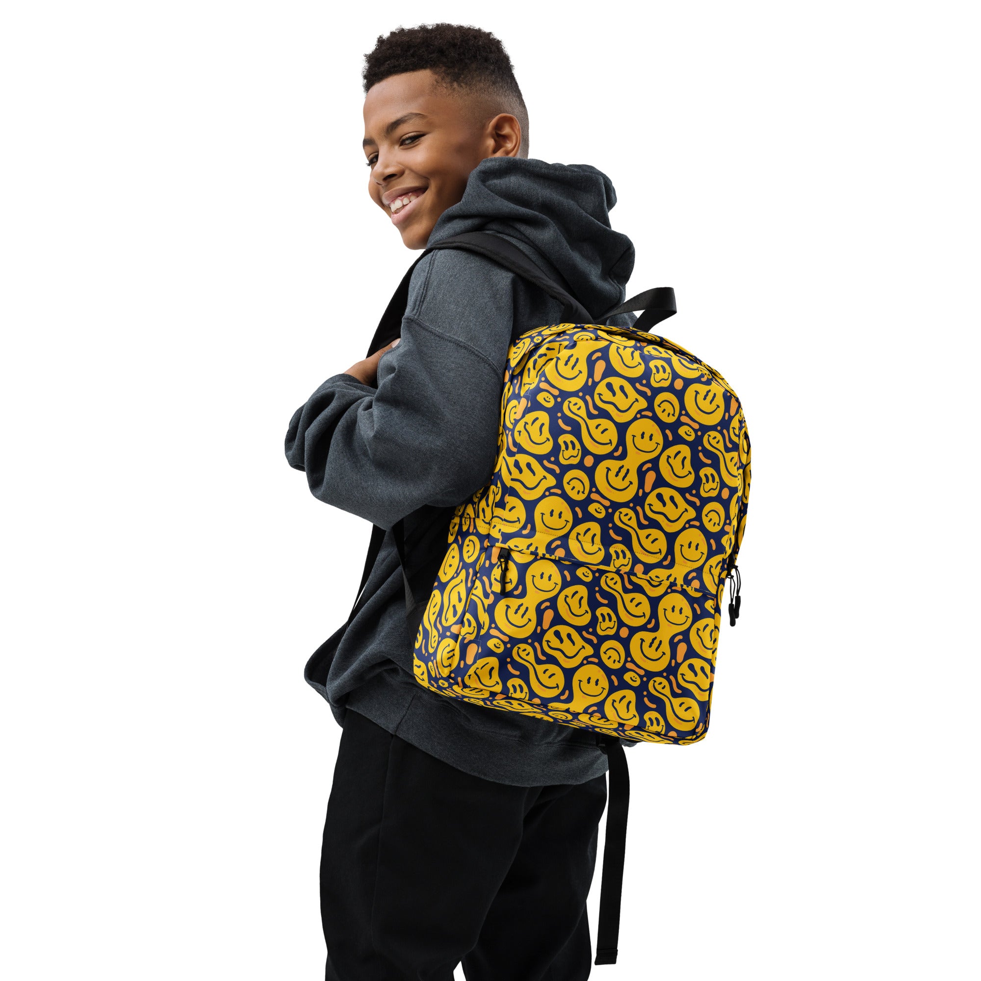 Original Yellow Drippy Smiley Face Backpack