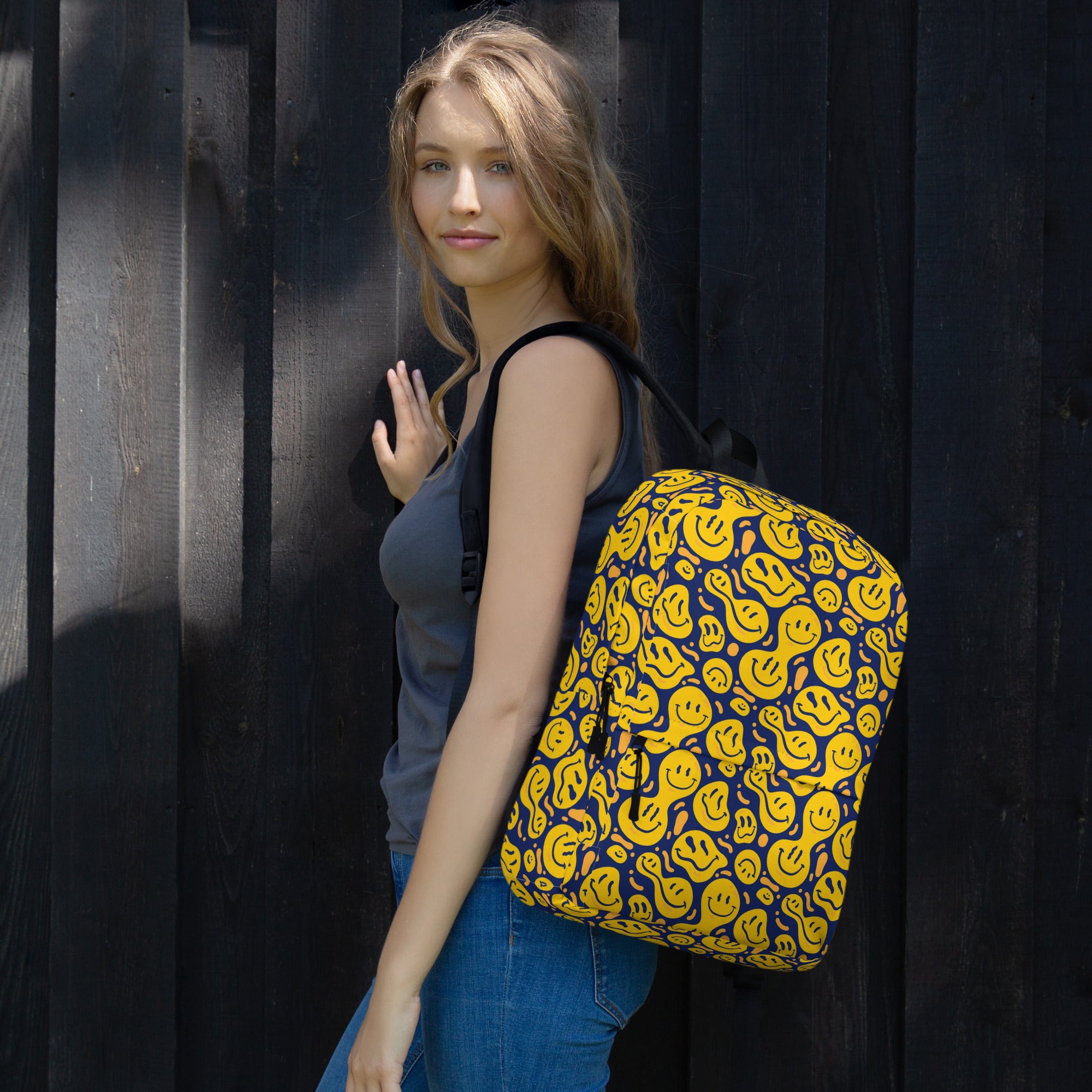 Original Yellow Drippy Smiley Face Backpack