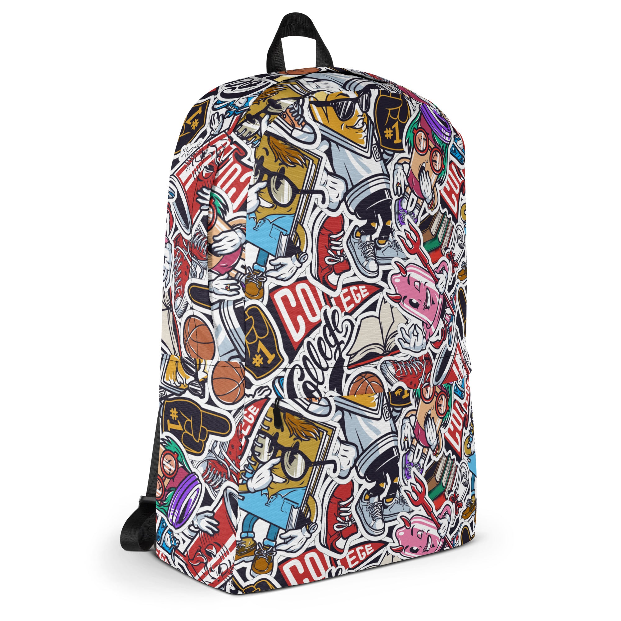 Funny Pop Graffiti Art Stickers Pattern Skater Backpack