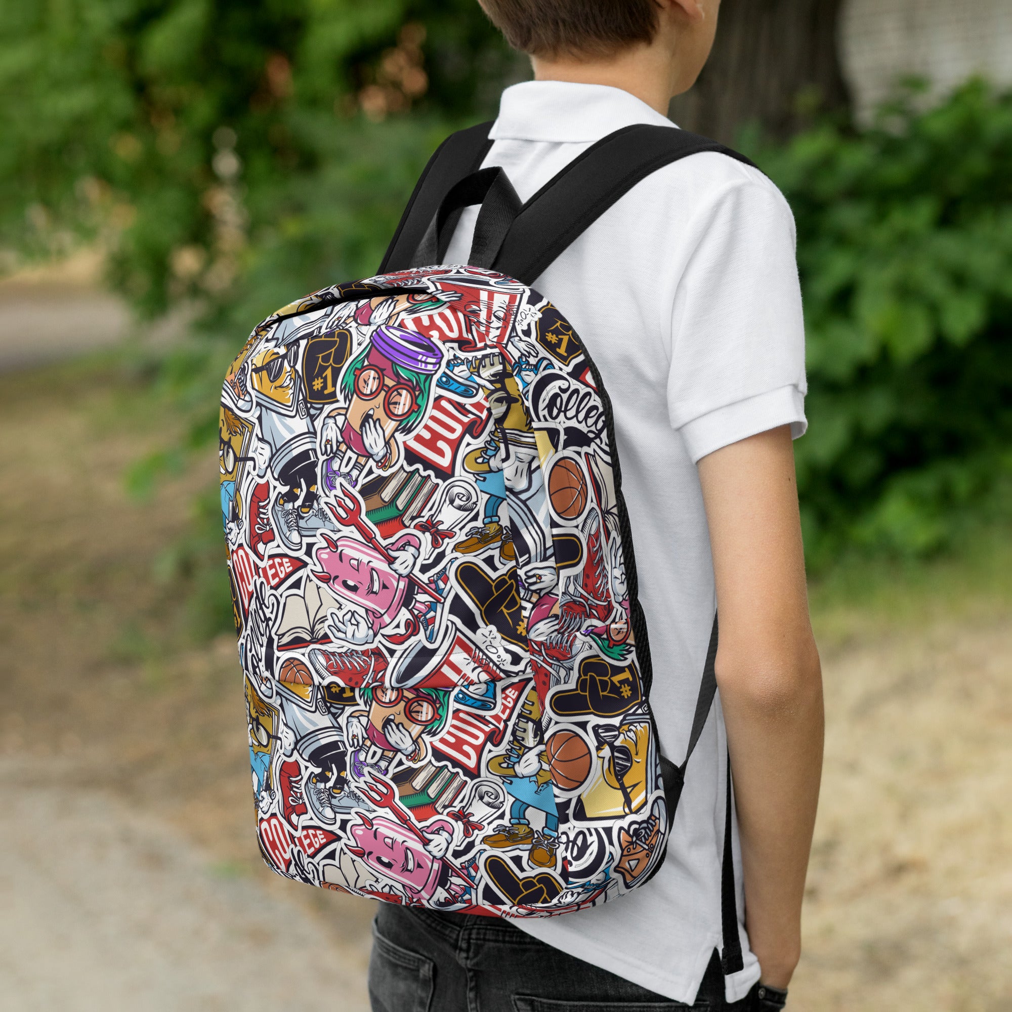 Funny Pop Graffiti Art Stickers Pattern Skater Backpack