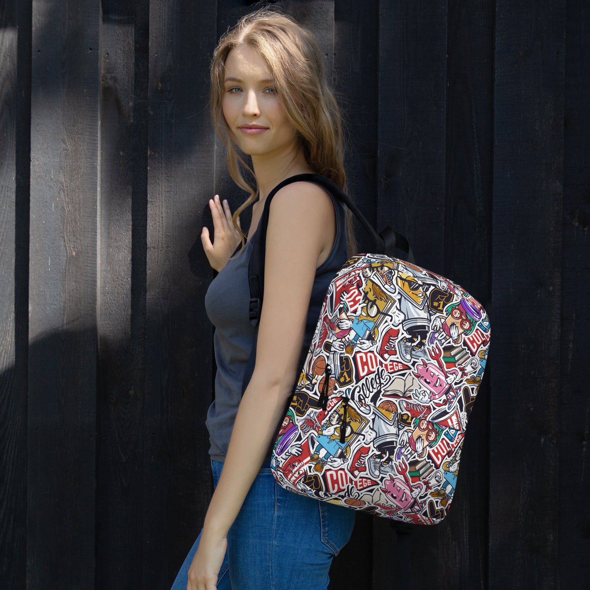 Funny Pop Graffiti Art Stickers Pattern Skater Backpack
