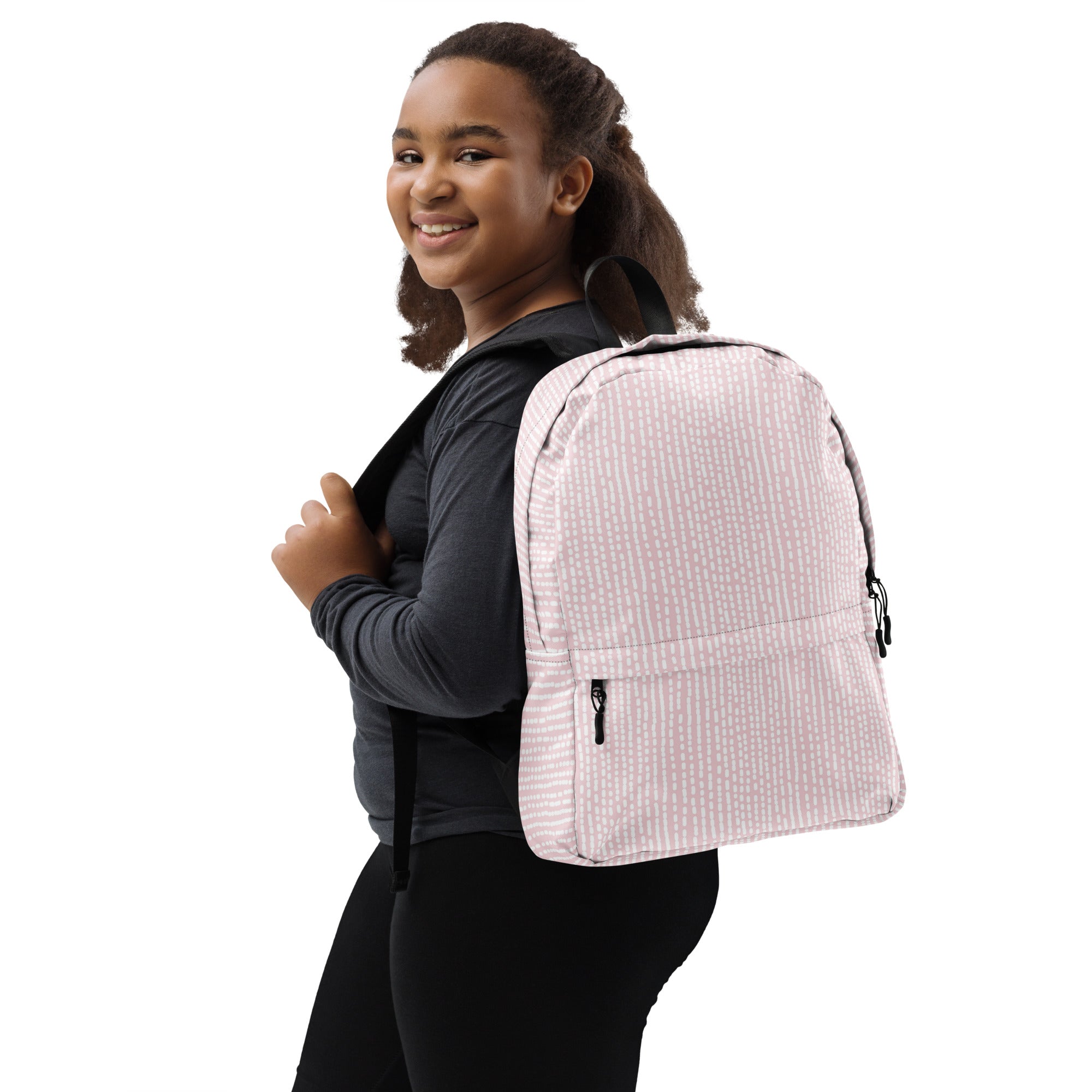 Cute Rose Pink Irregular Striped Print Backpack