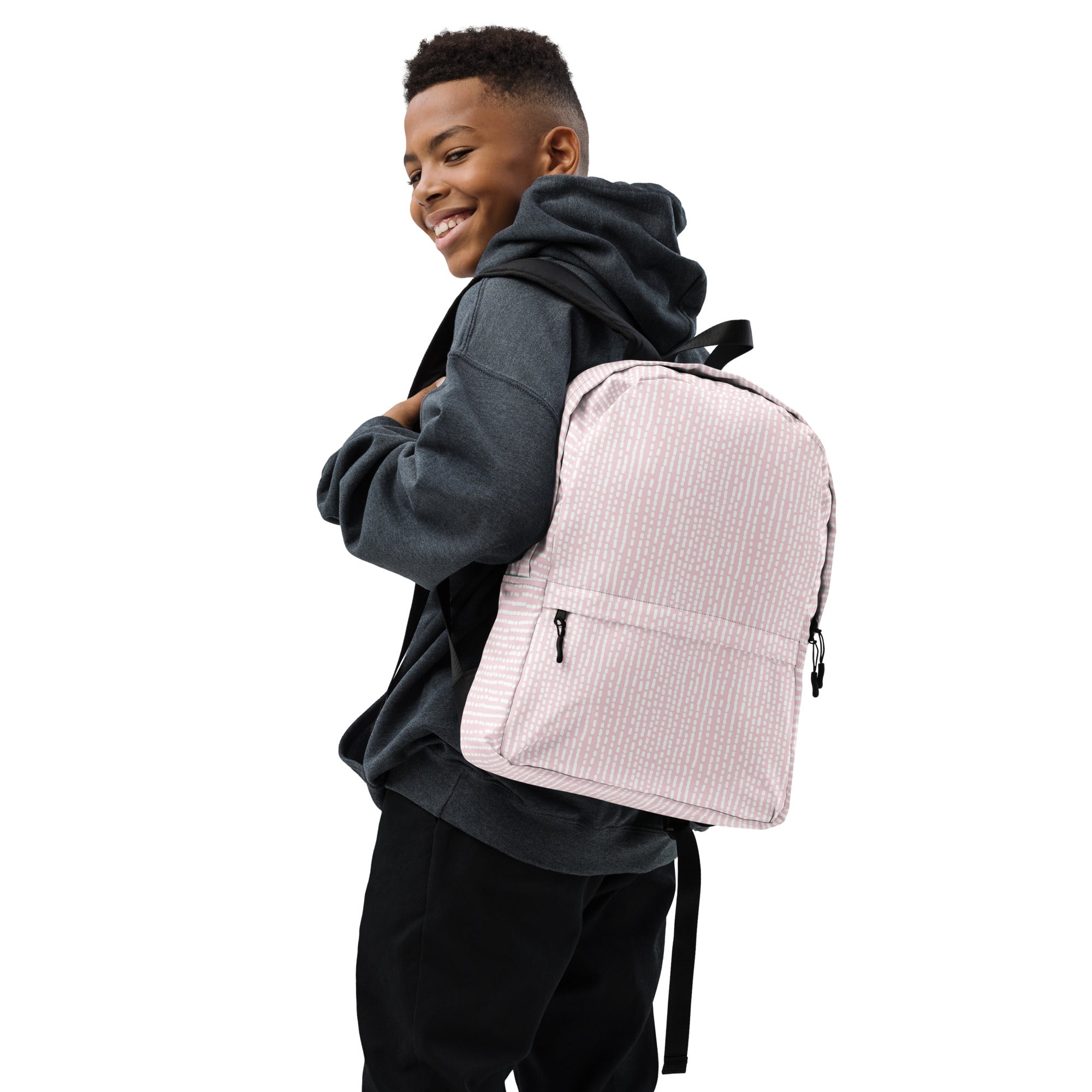 Cute Rose Pink Irregular Striped Print Backpack