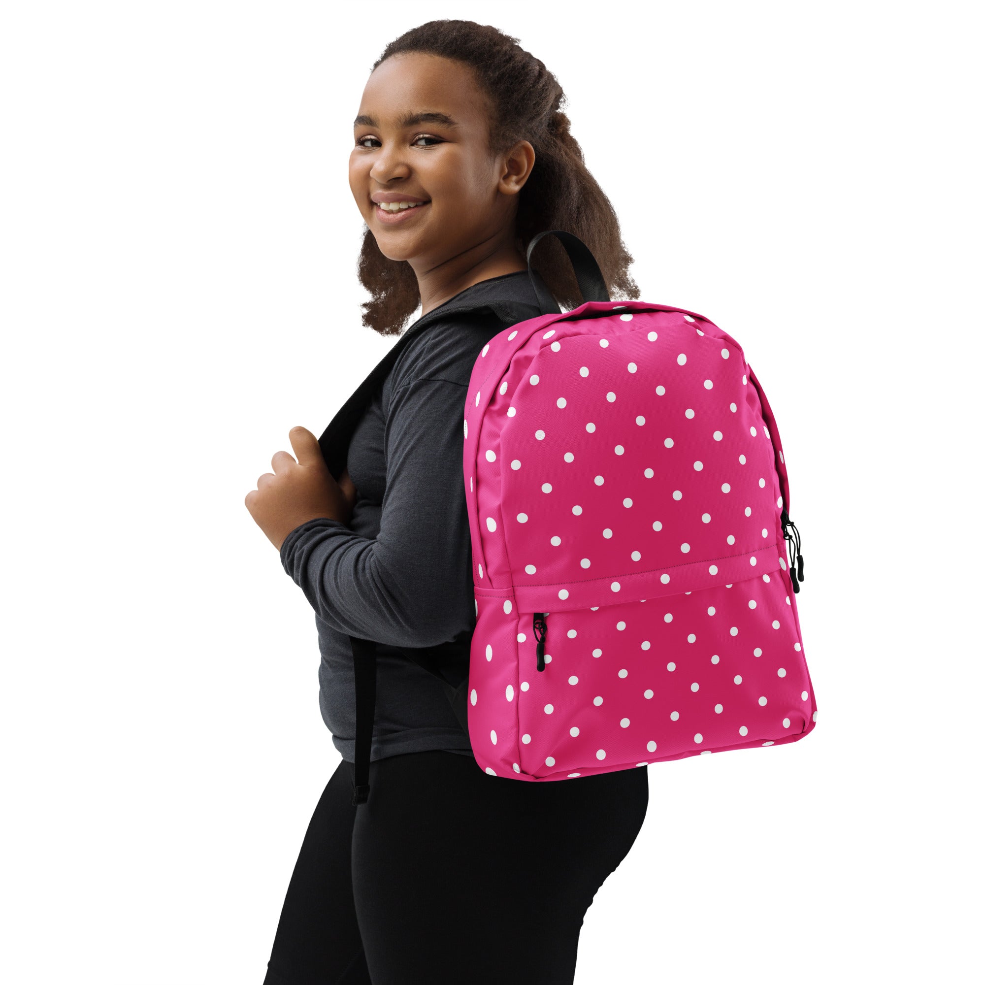 Vintage Preppy Style Pink Polka Dot Backpack