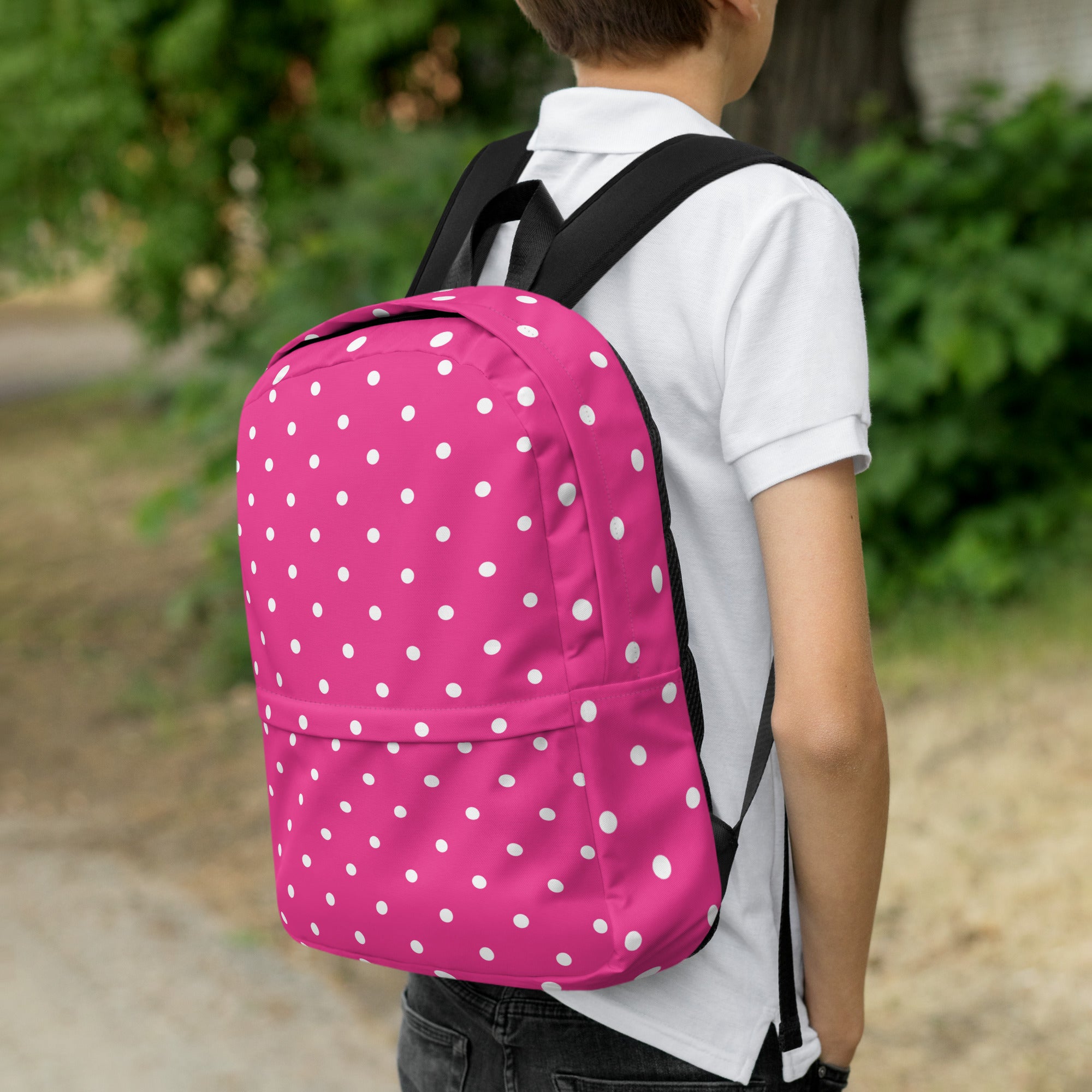 Vintage Preppy Style Pink Polka Dot Backpack