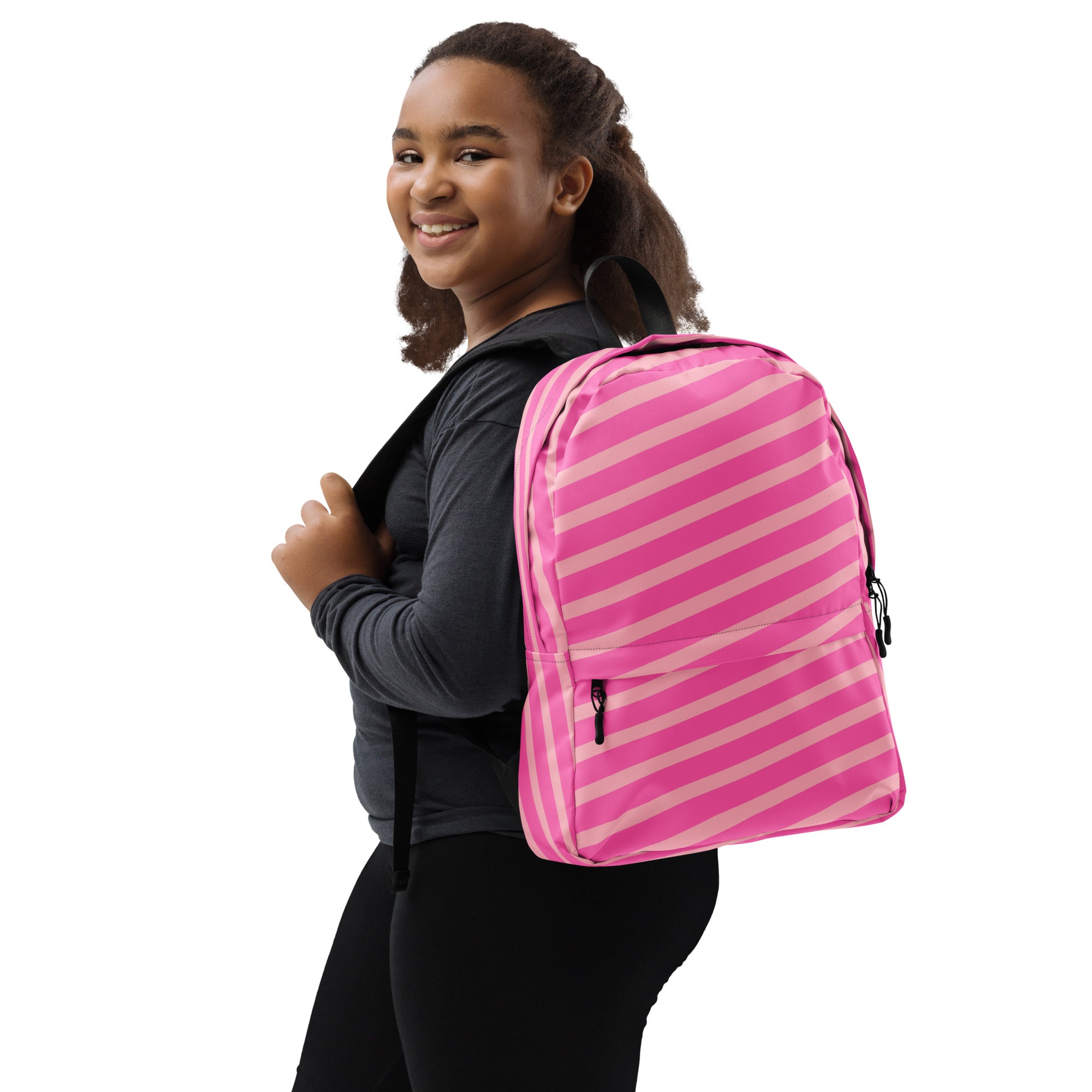 Pink Striped Preppy Aesthetic Backpack for Women
