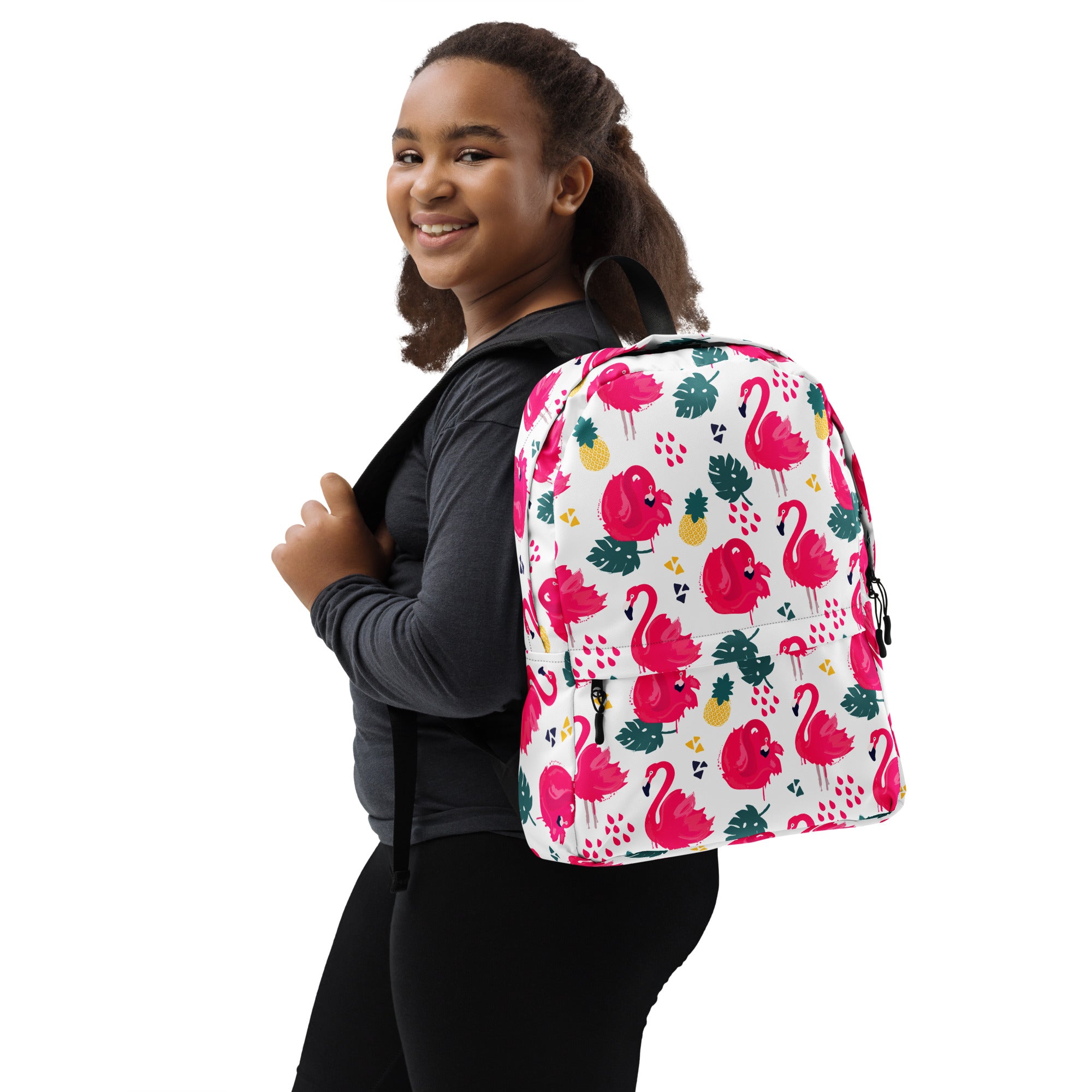 Preppy Pink Southern Flamingo Print Summer Beach Backpack