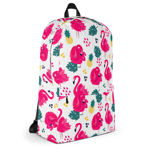Preppy Pink Southern Flamingo Print Summer Beach Backpack