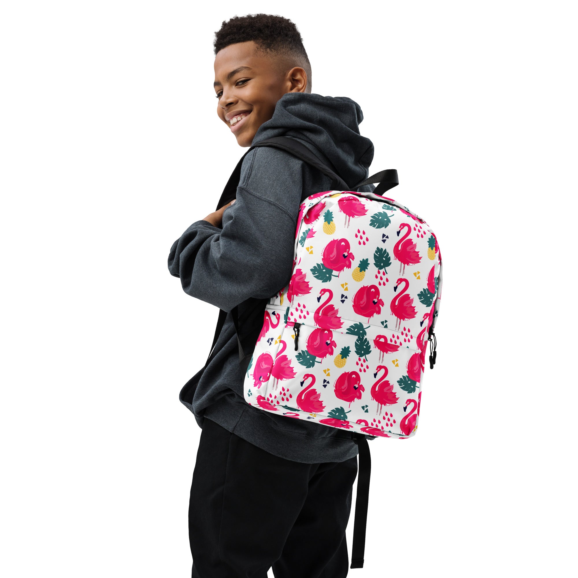 Preppy Pink Southern Flamingo Print Summer Beach Backpack