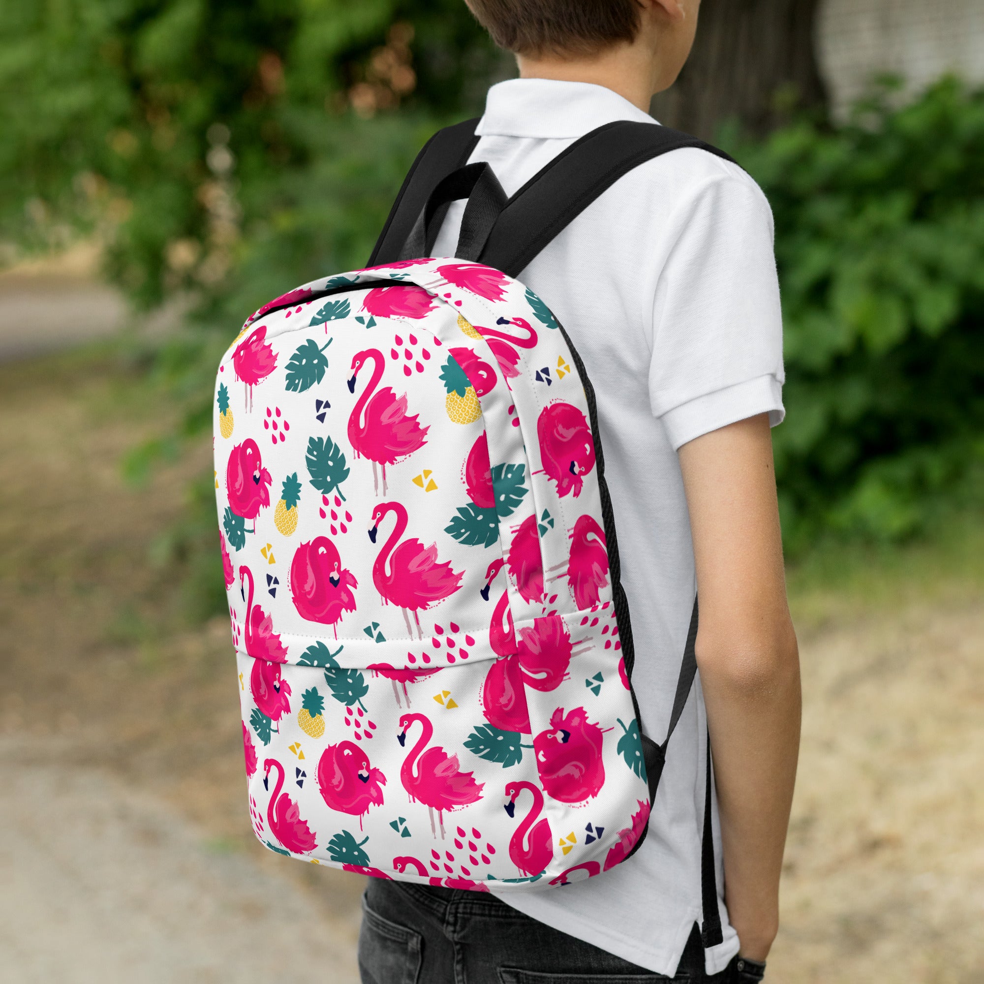 Preppy Pink Southern Flamingo Print Summer Beach Backpack