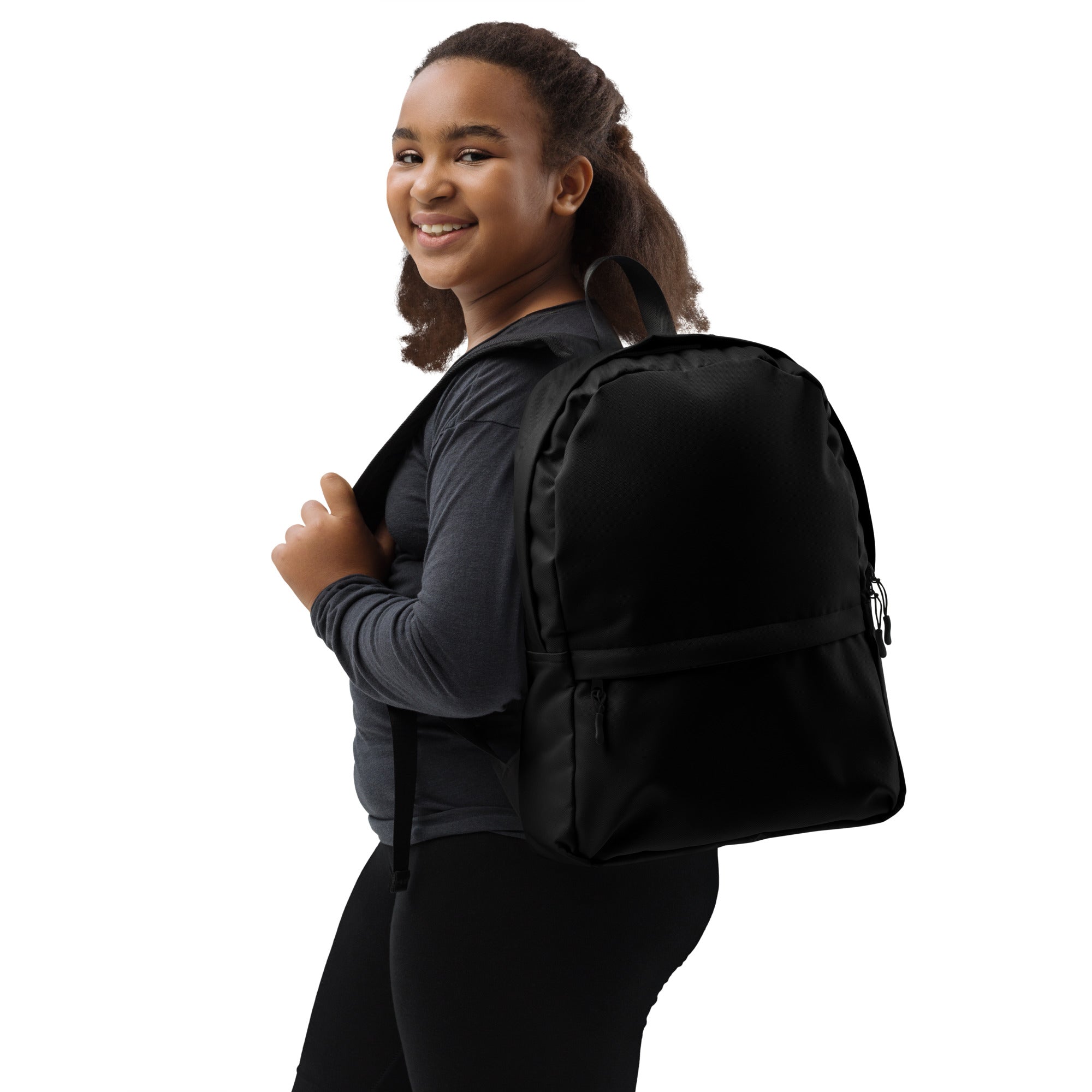 Plain Black Lightweight Laptop Backpack for Women