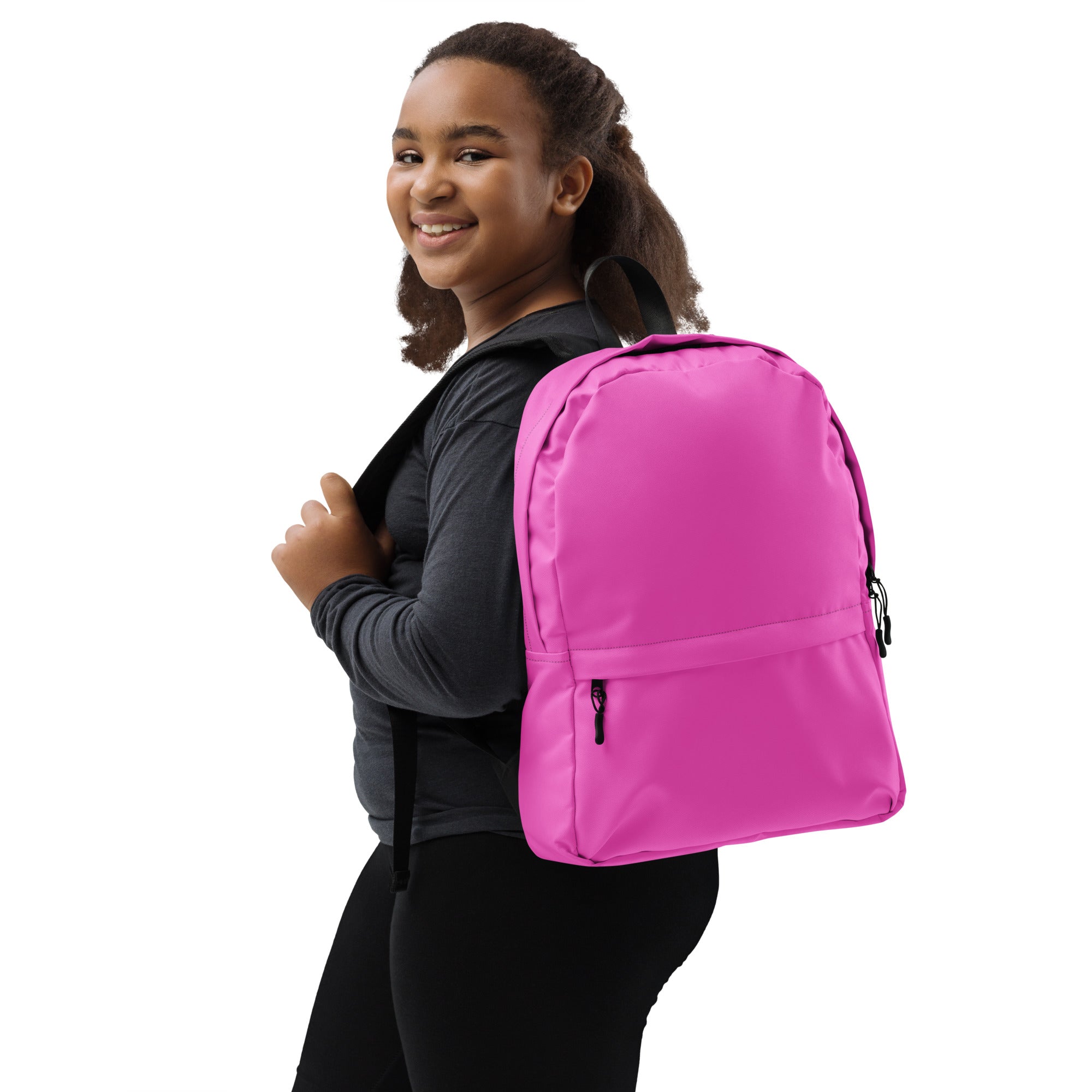 Plain Rose Pink Back to School Backpack for Women