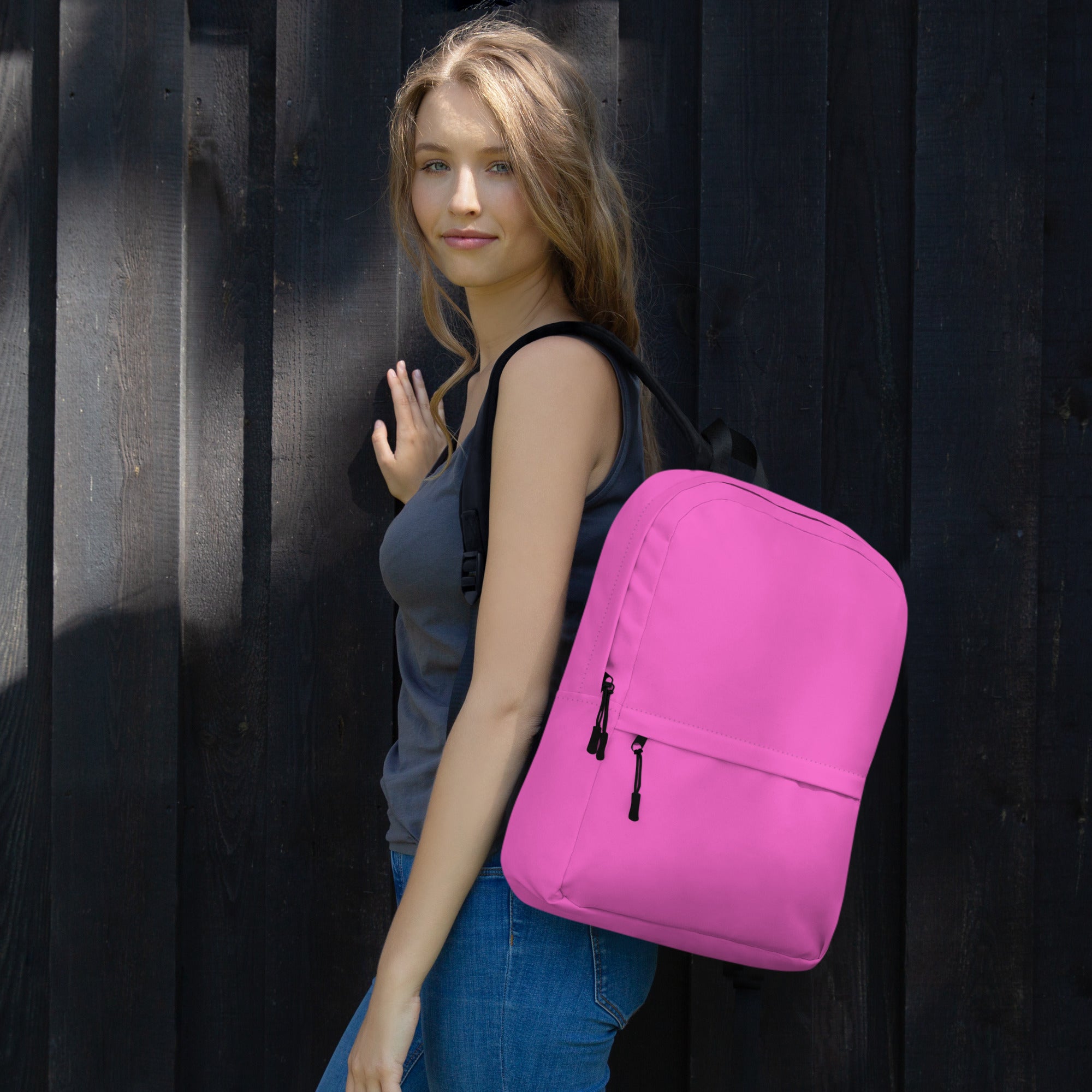 Plain Rose Pink Back to School Backpack for Women