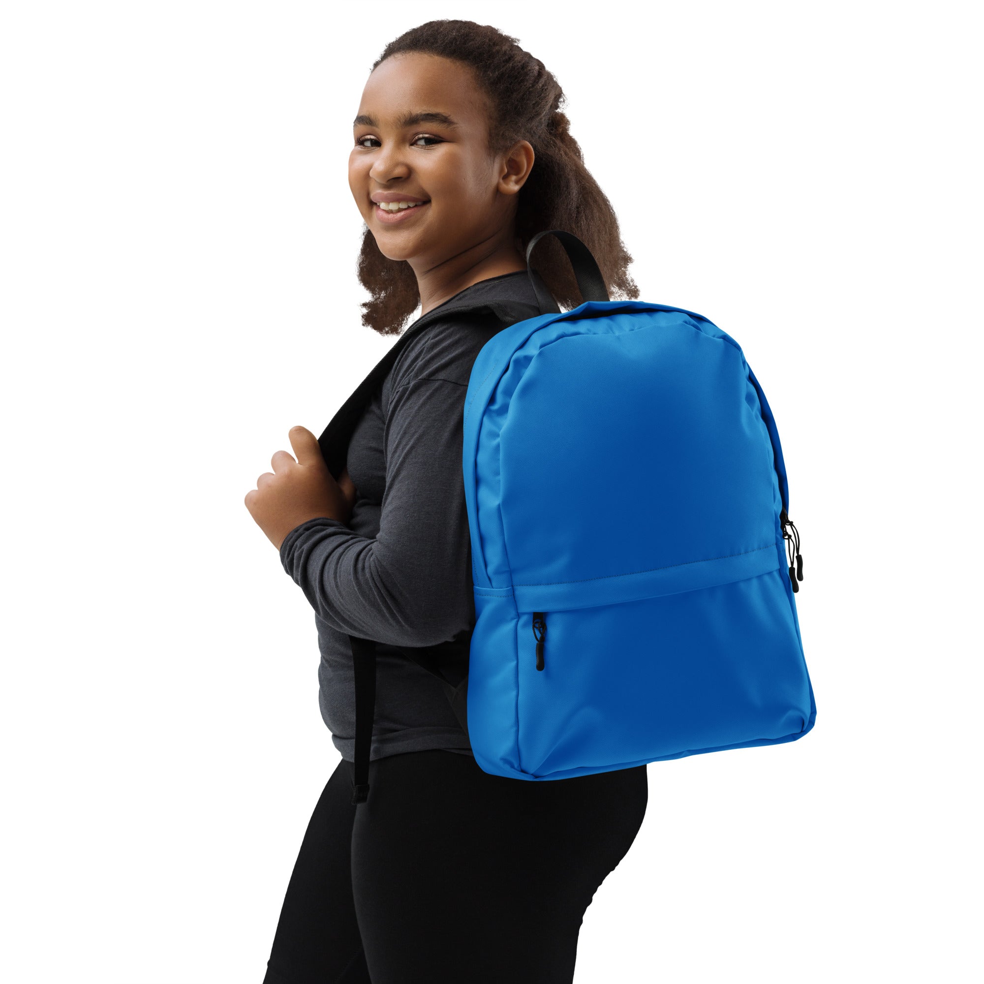 Plain Blue Medium Size Womens Backpack for Travel & School