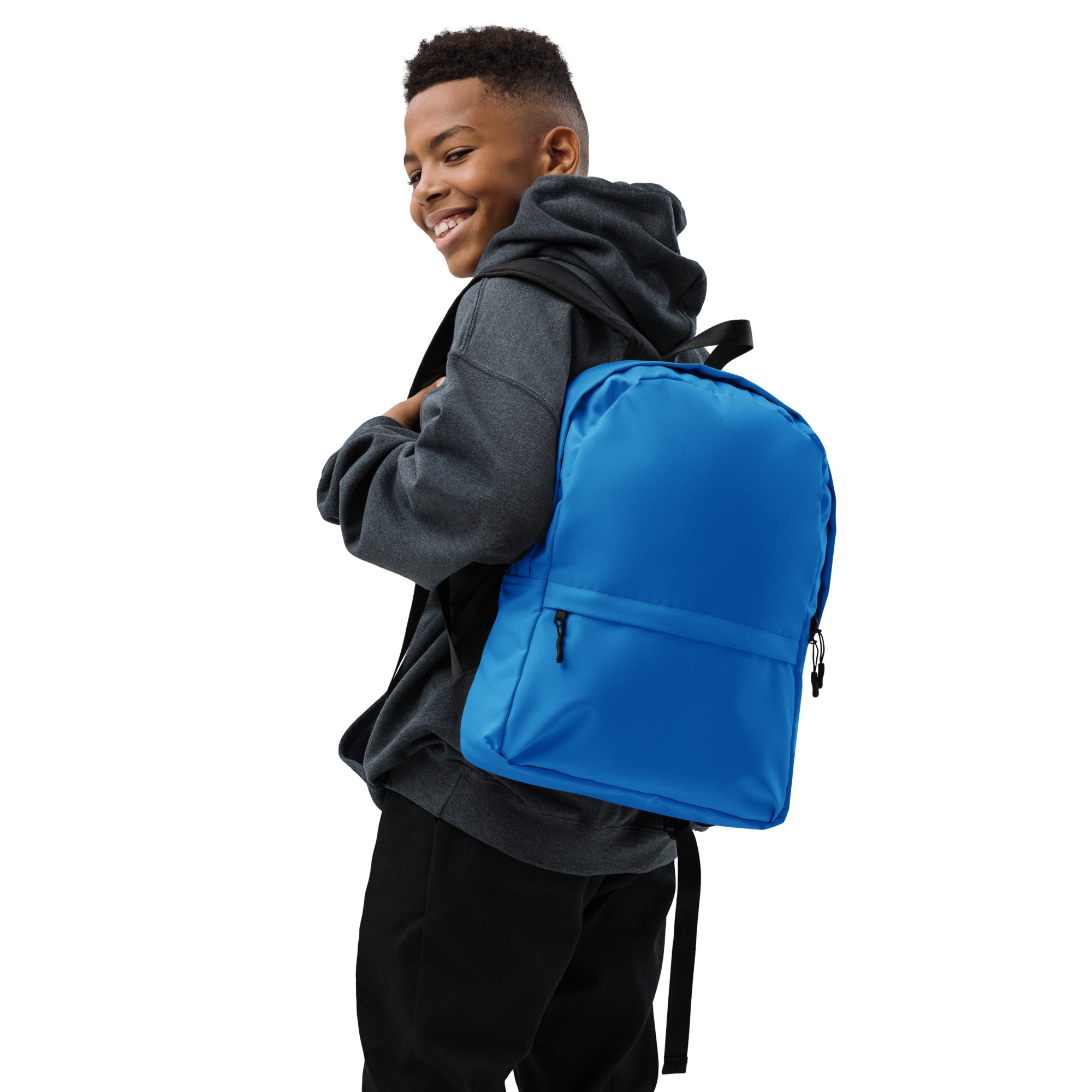 Plain Blue Medium Size Womens Backpack for Travel & School