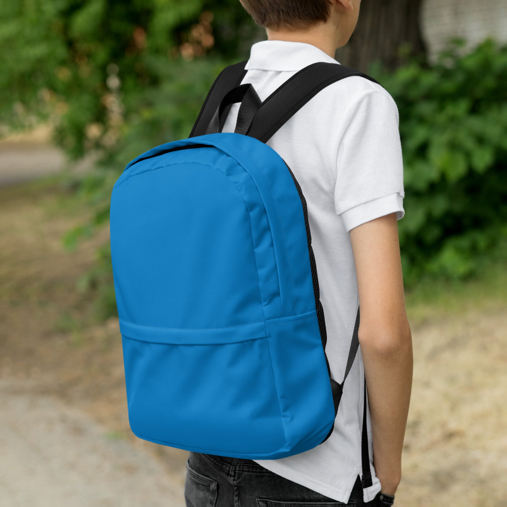 Plain Blue Medium Size Womens Backpack for Travel & School