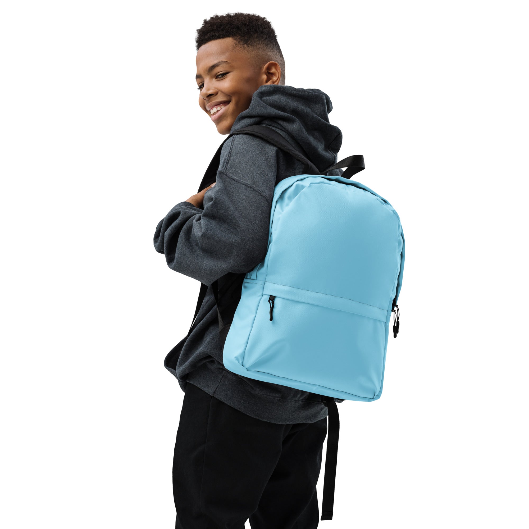 Preppy Light Baby Blue Medium Size Backpack for School & Travel