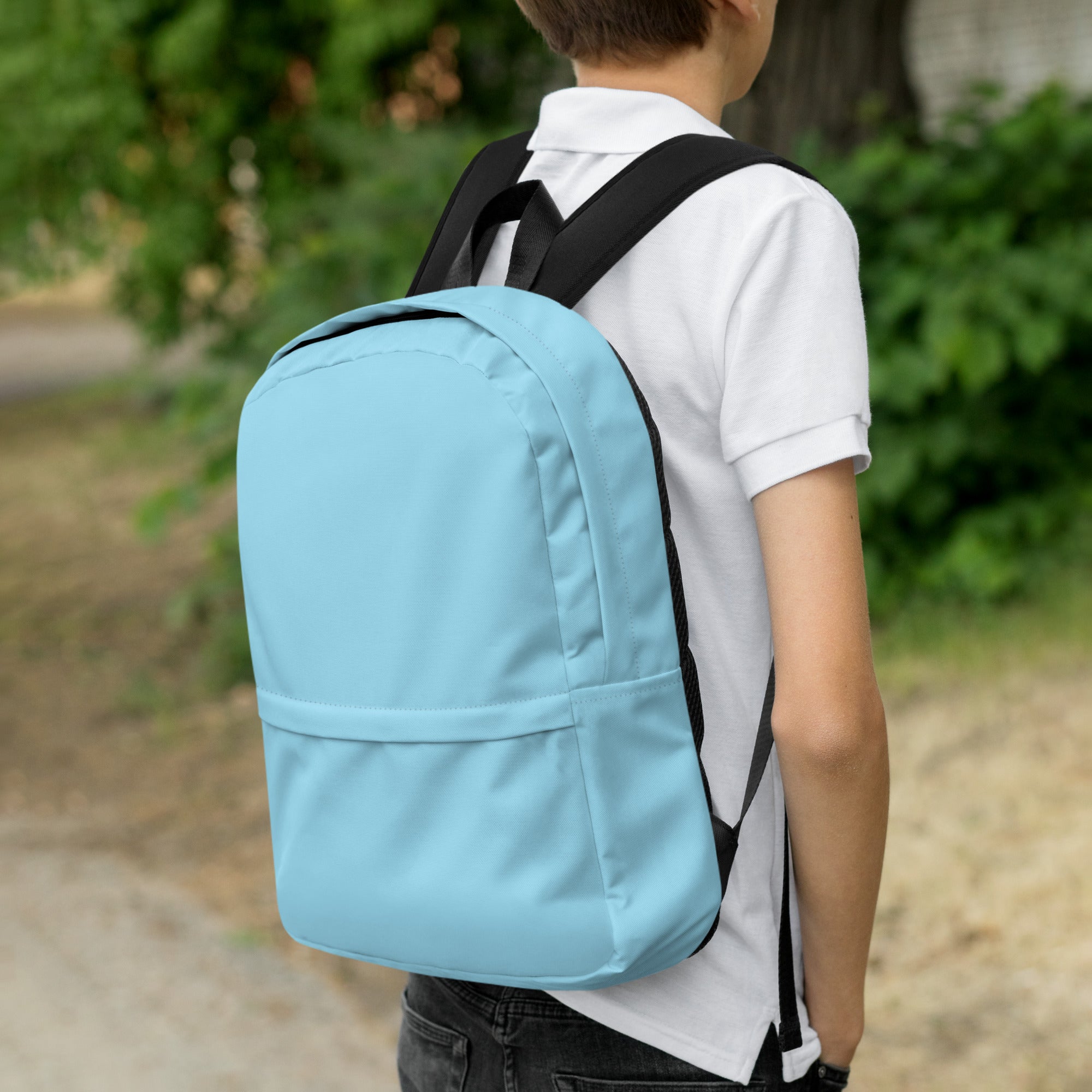 Preppy Light Baby Blue Medium Size Backpack for School & Travel