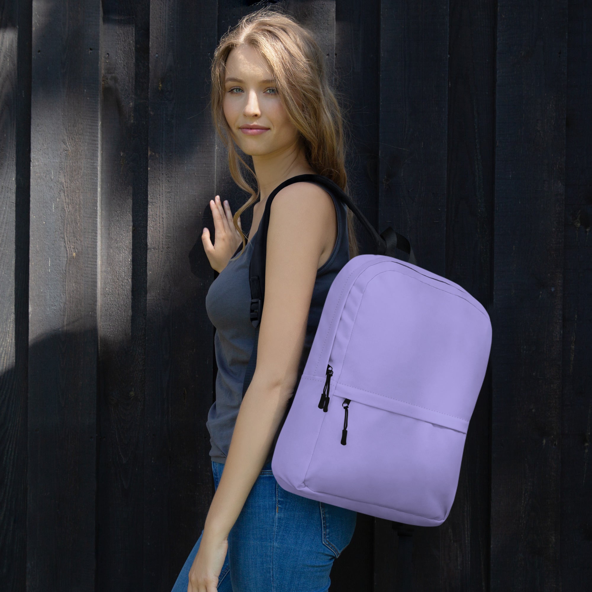 Preppy Plain Purple Lightweight Womens School Travel Backpack