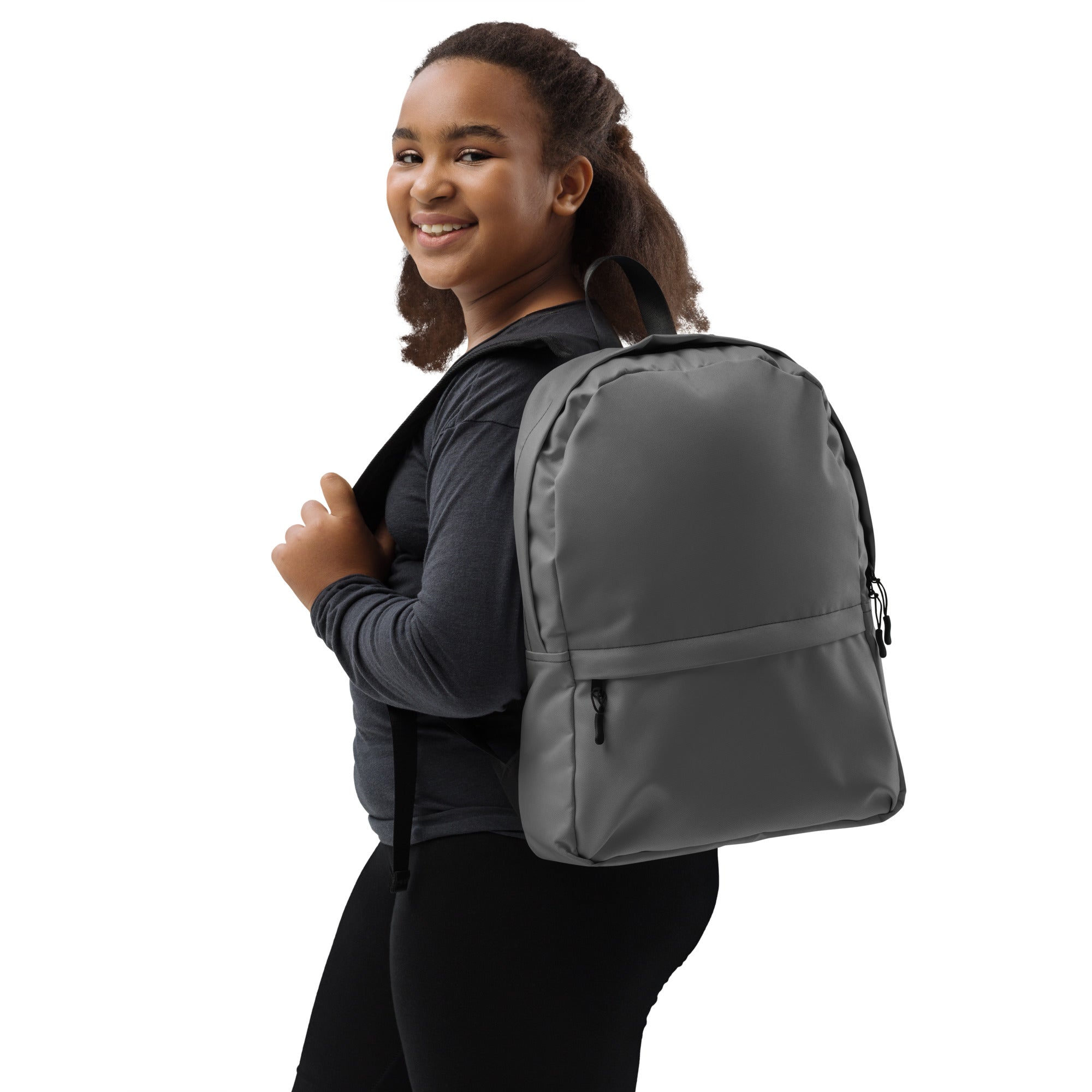 Minimal Plain Gray Color Lightweight Medium Size Backpack
