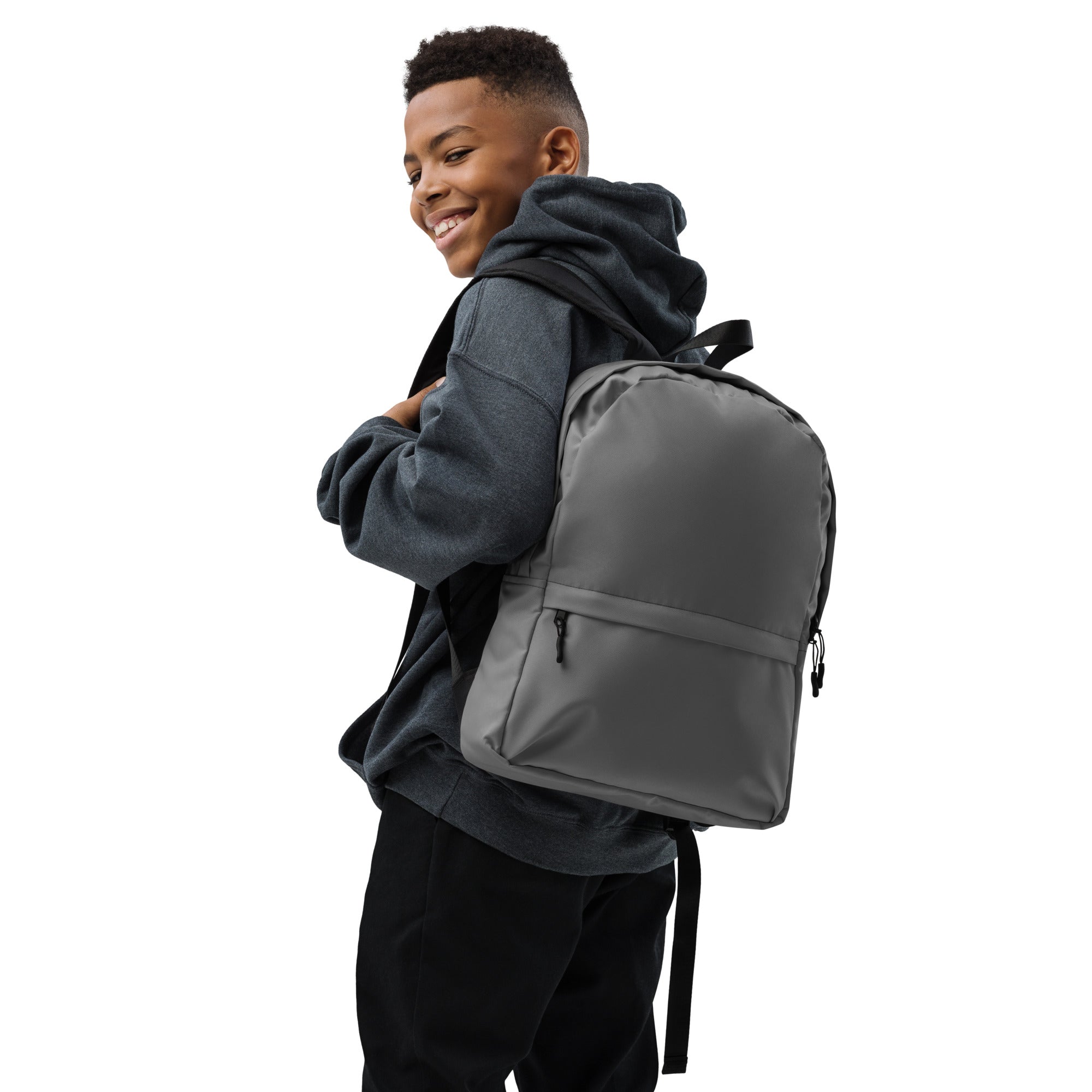 Minimal Plain Gray Color Lightweight Medium Size Backpack