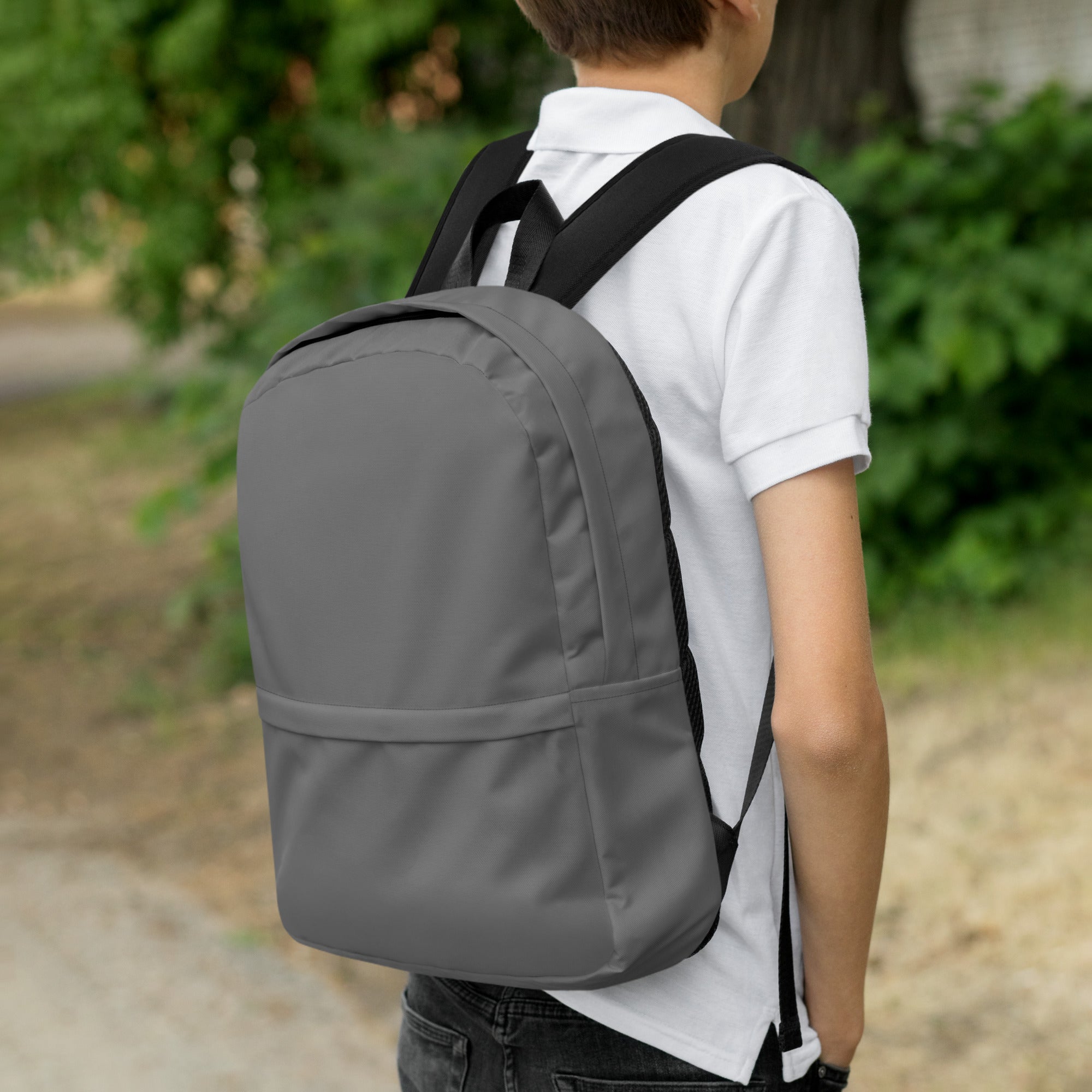 Minimal Plain Gray Color Lightweight Medium Size Backpack