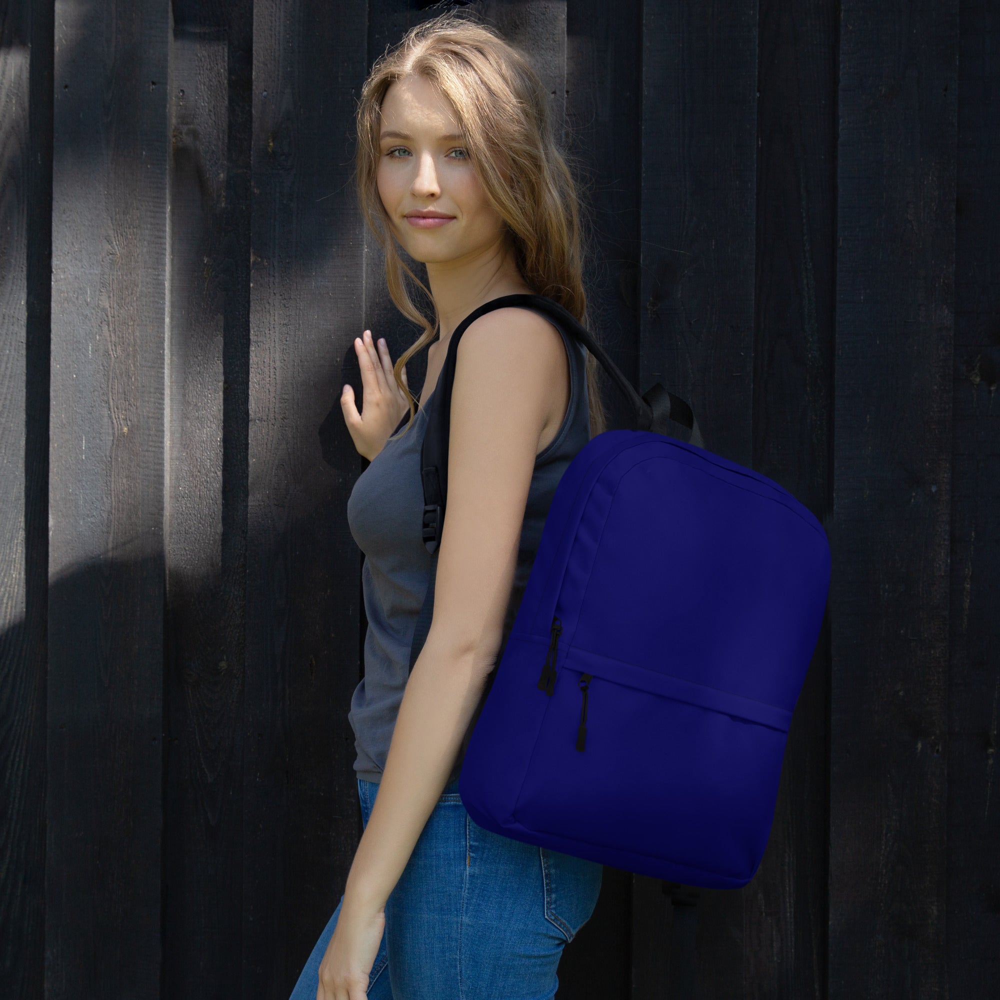 Cute Lightweight Solid Navy Blue Color Backpack for School