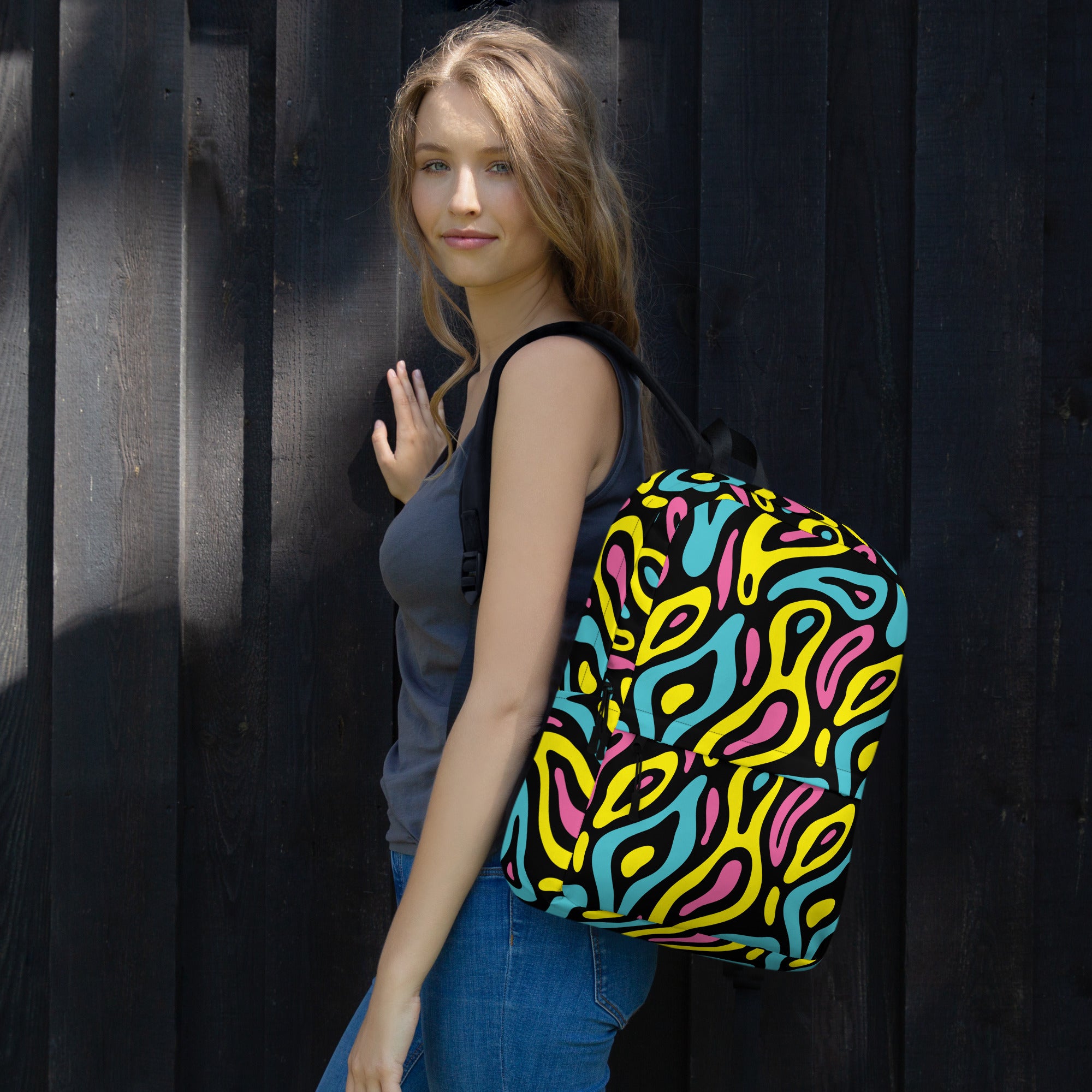 Colorful Neo Memphis Geometric Pattern Medium Size Backpack