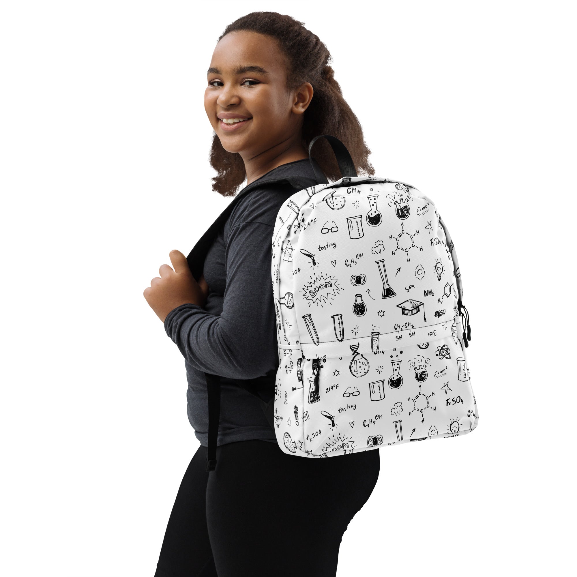 Chemistry Themed Handmade Doodles Offwhite Backpack for School