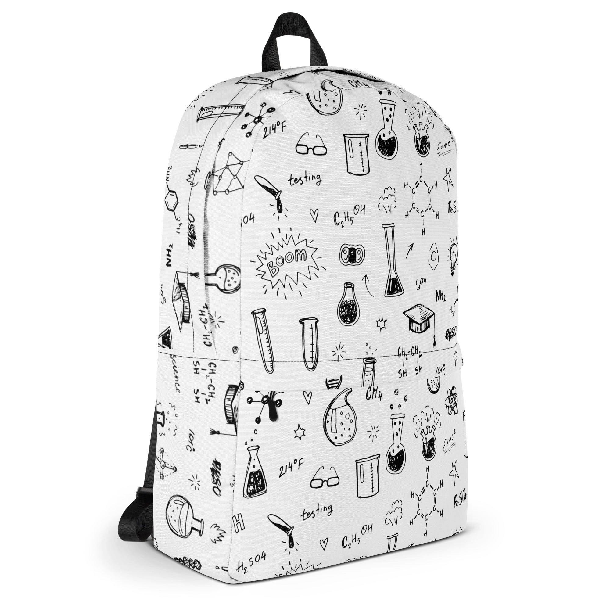 Chemistry Themed Handmade Doodles Offwhite Backpack for School