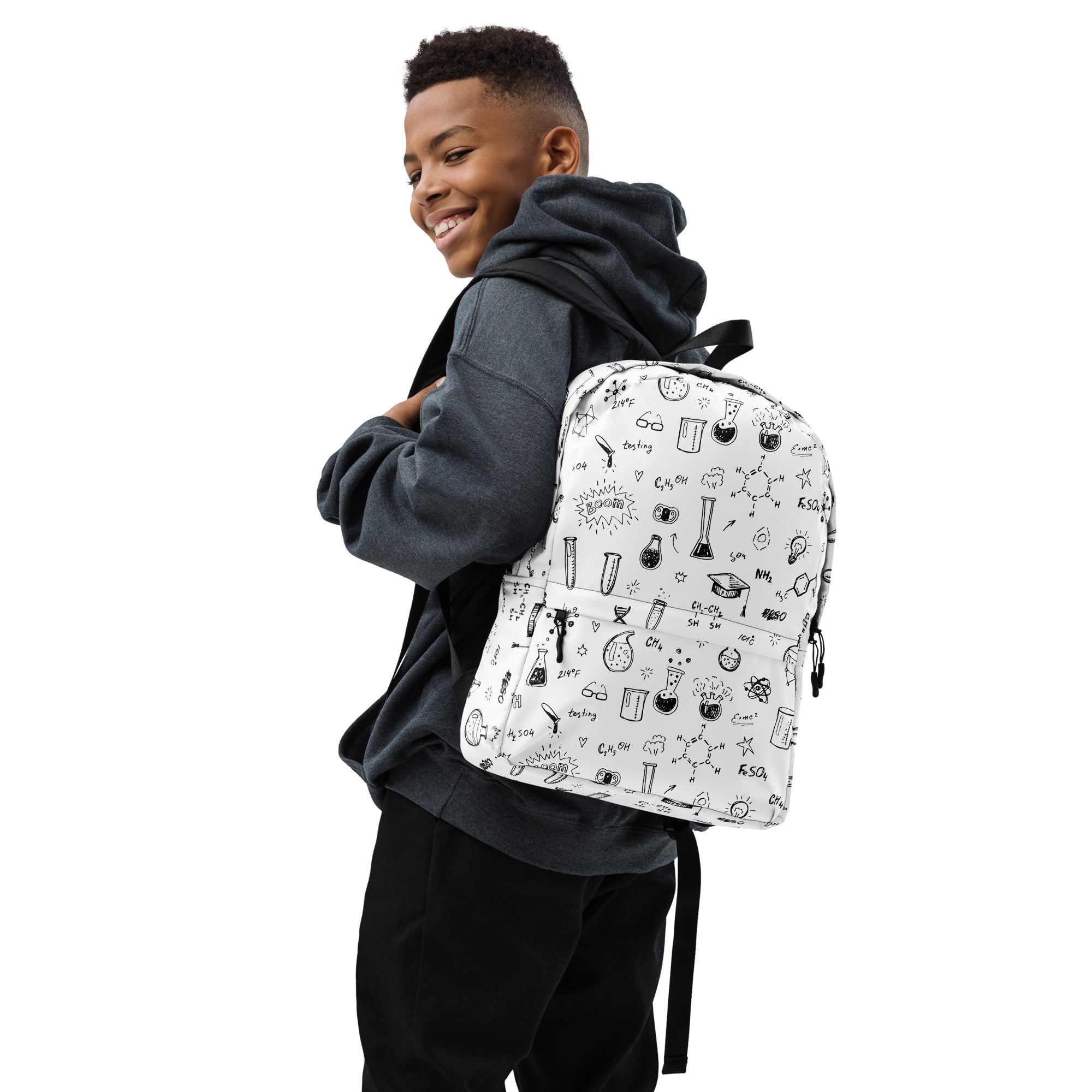 Chemistry Themed Handmade Doodles Offwhite Backpack for School