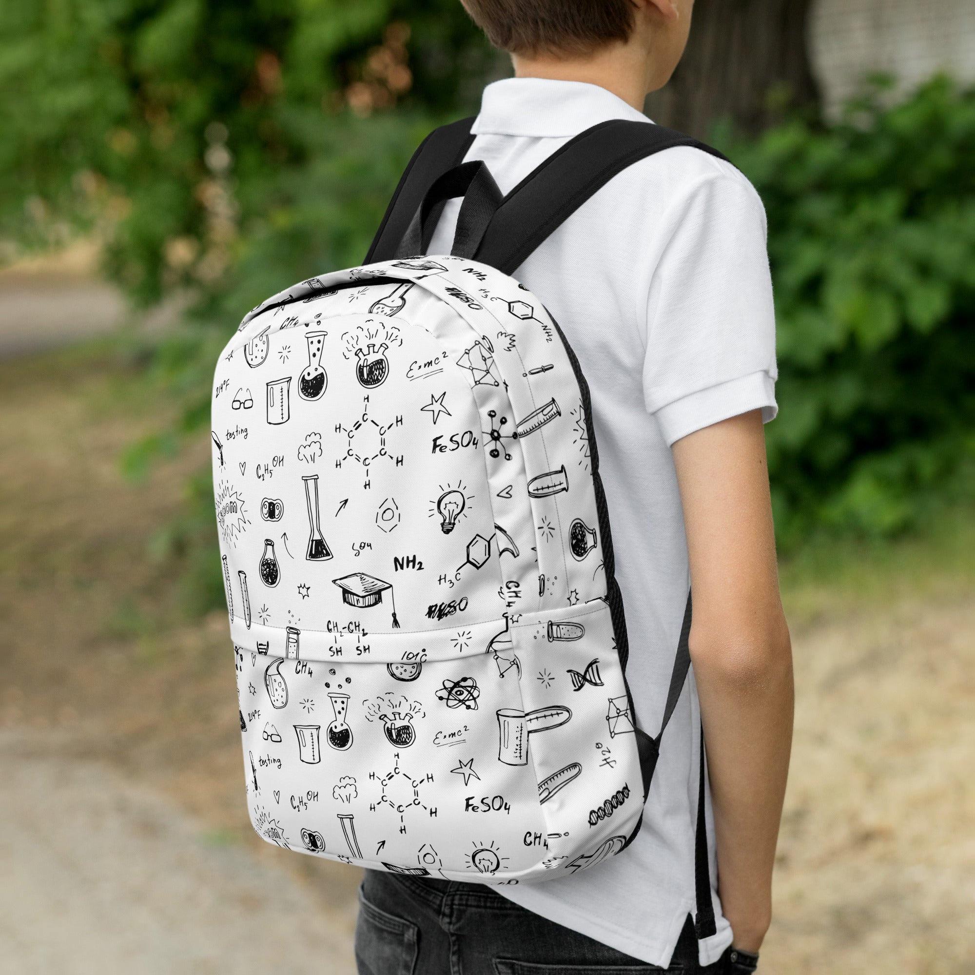 Chemistry Themed Handmade Doodles Offwhite Backpack for School