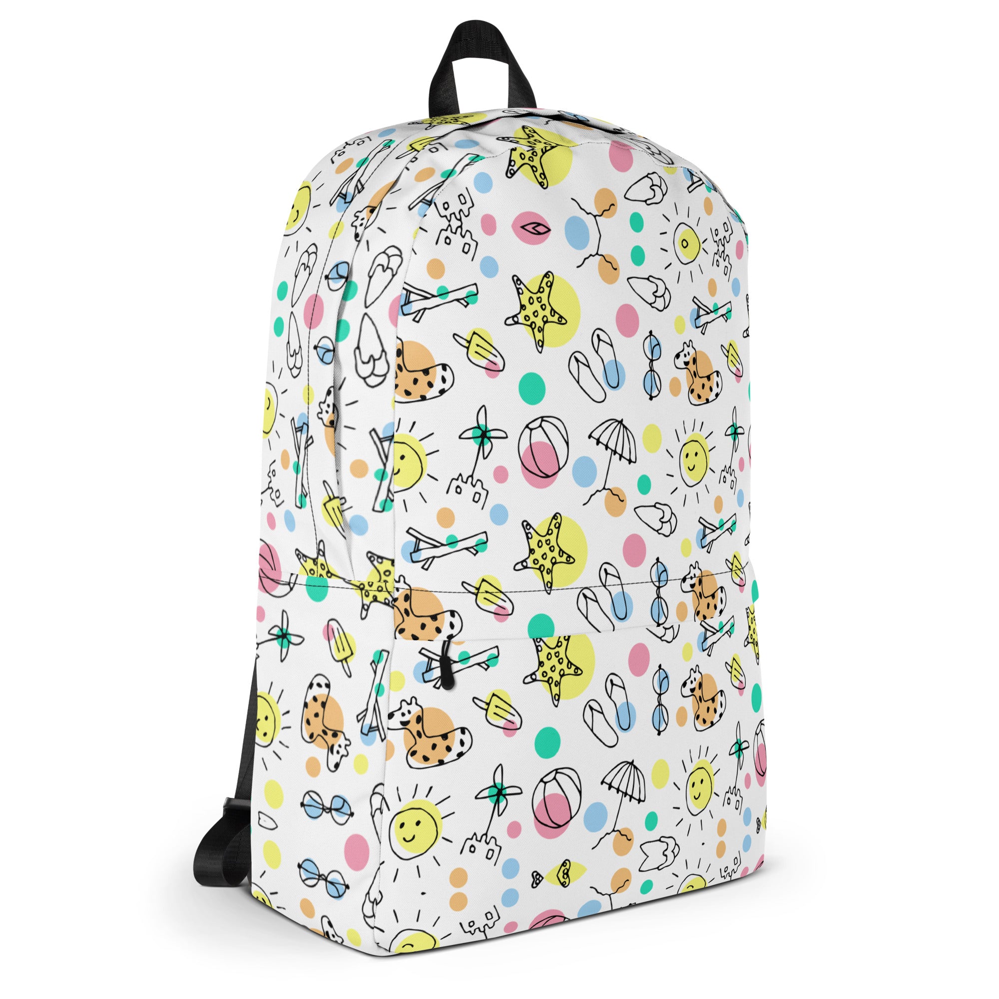 Cute Summer Handmade Doodle Print Beach Backpack Bag