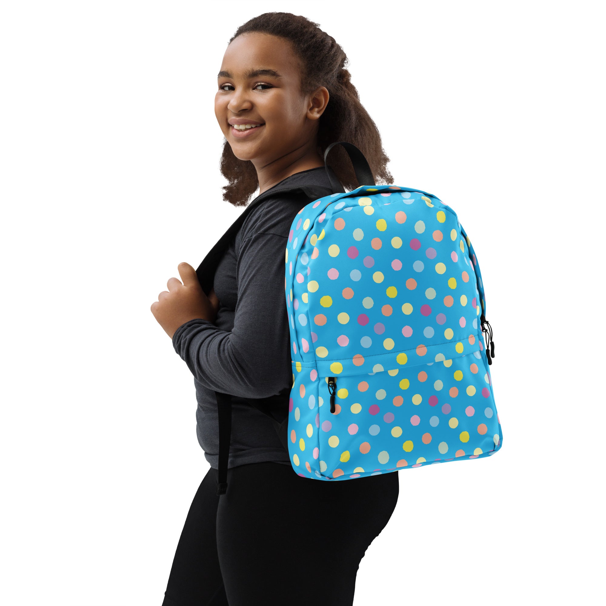Cute Colorful Polka Dot Preppy Blue School Backpack