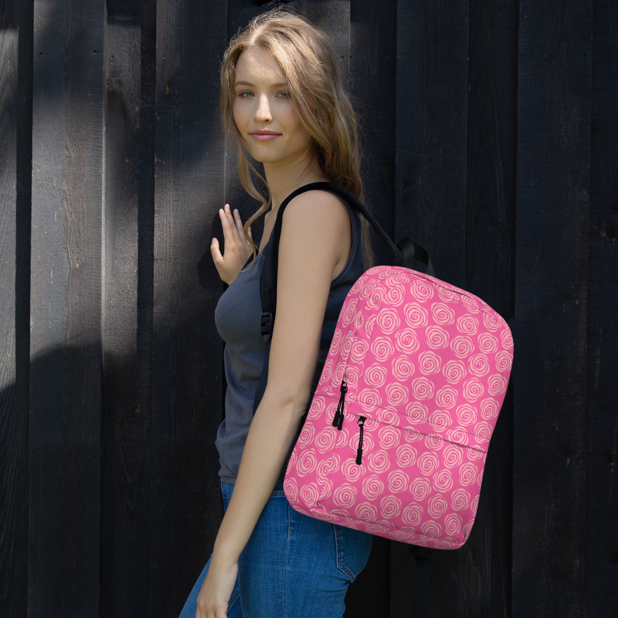Preppy Pink Roses Valentine Inspired Cute Backpack Bag