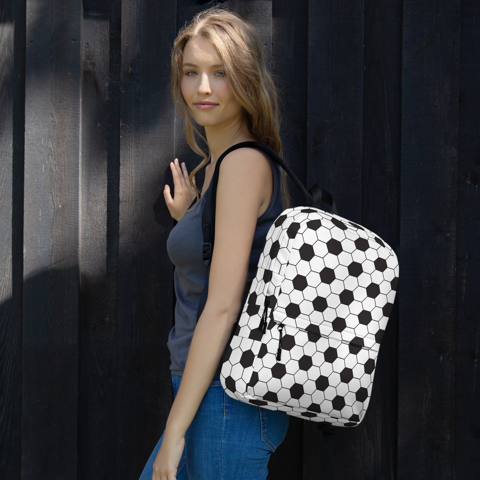 Trendy Football Print Sporty Medium Size Backpack Bag