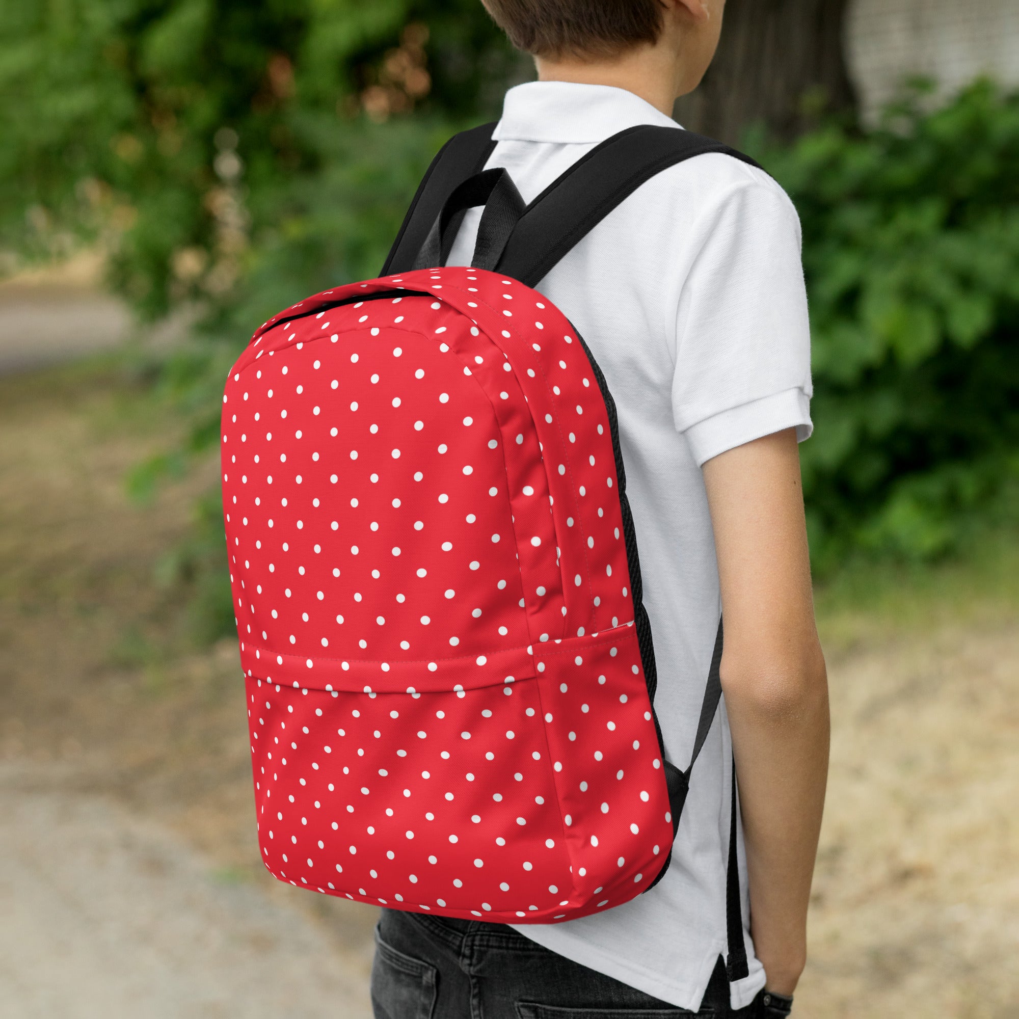 Classic Vintage Red and White Polka Dot Backpack Bag