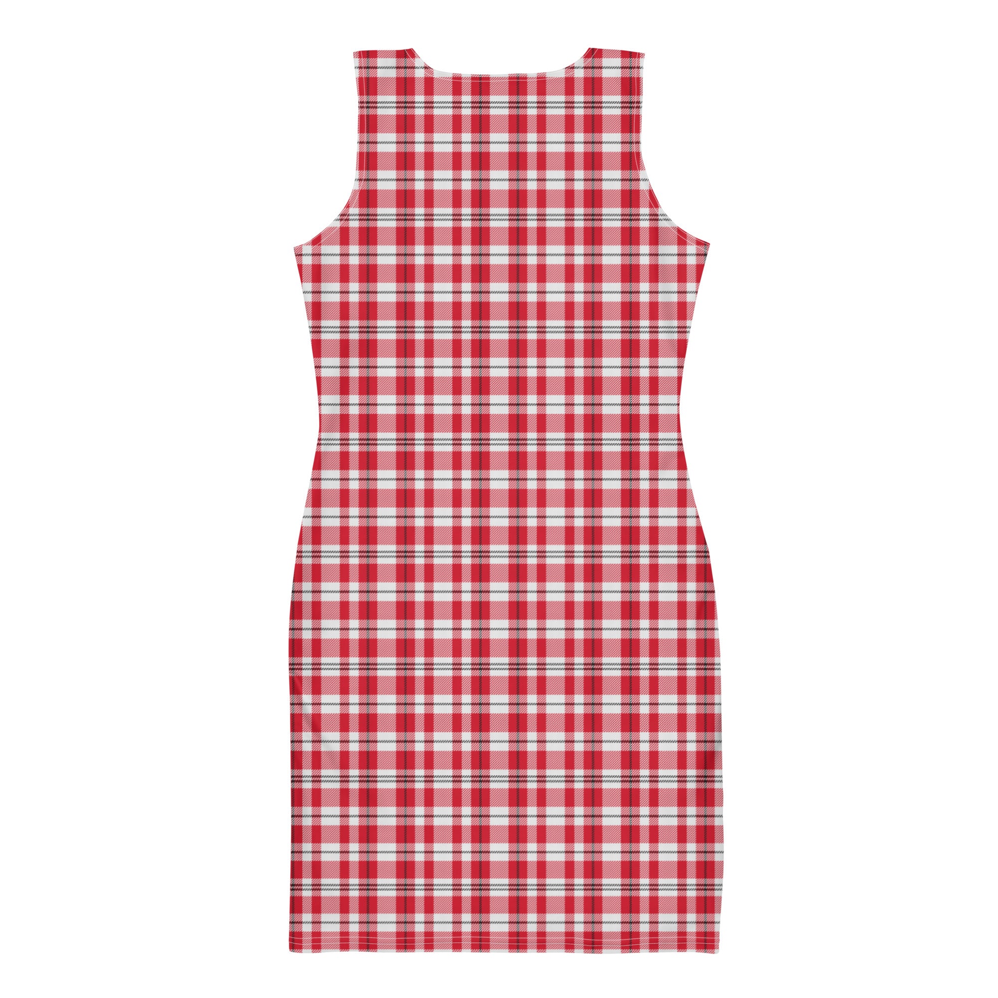 Preppy Red and White Gingham Plaid Bodycon Dress