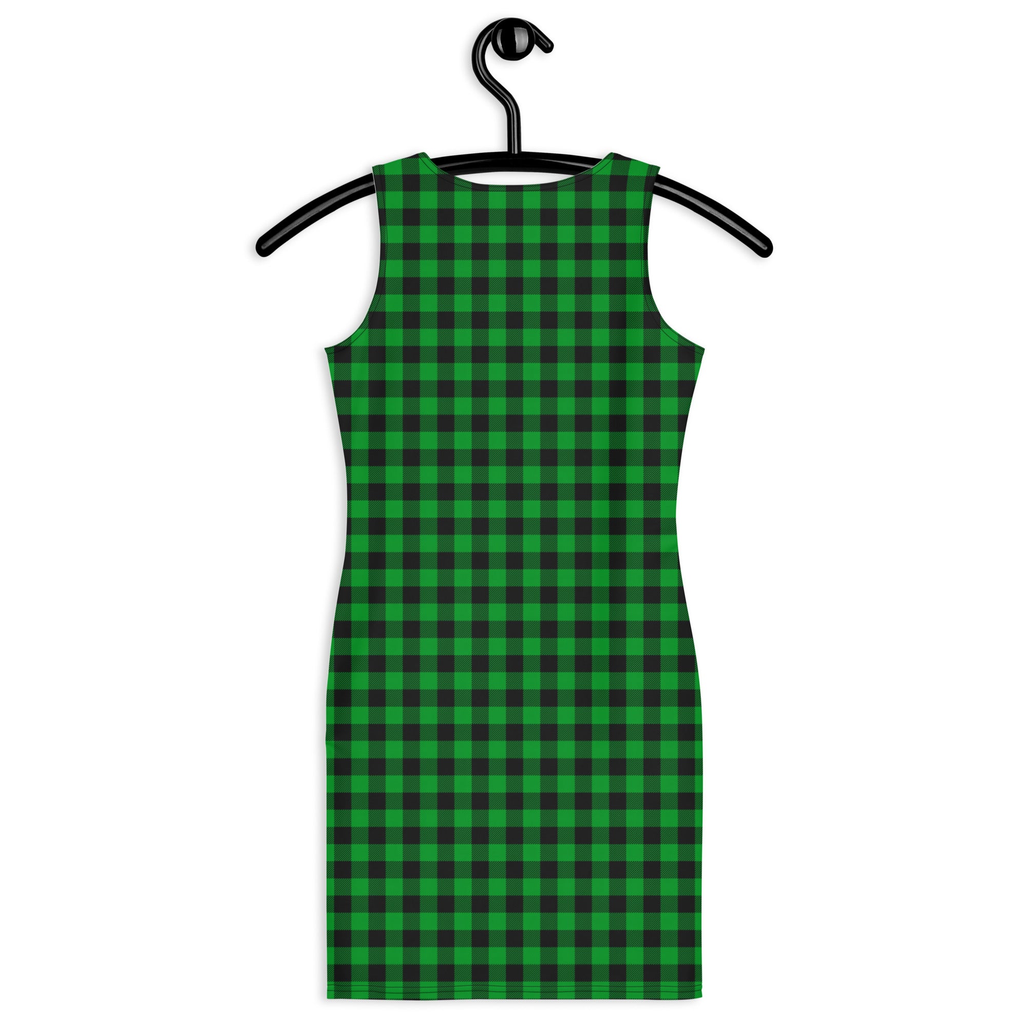 Aesthetic Green Tartan Plaid Bodycon Dress