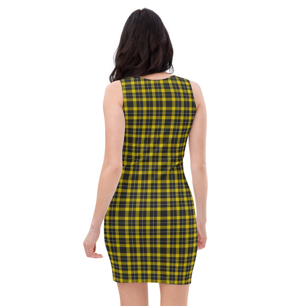 Preppy Black and Yellow Gingham Plaid Bodycon Dress