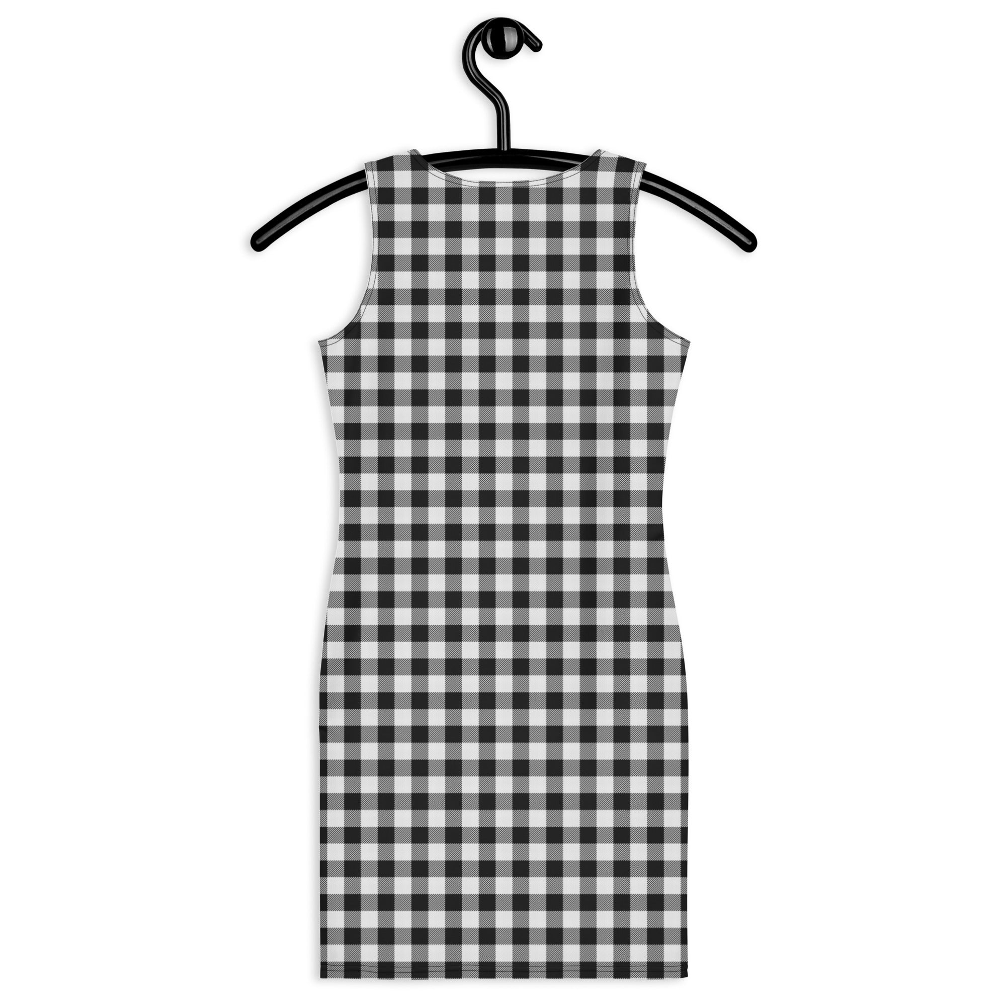 Preppy Black and White Gingham Plaid Bodycon Dress