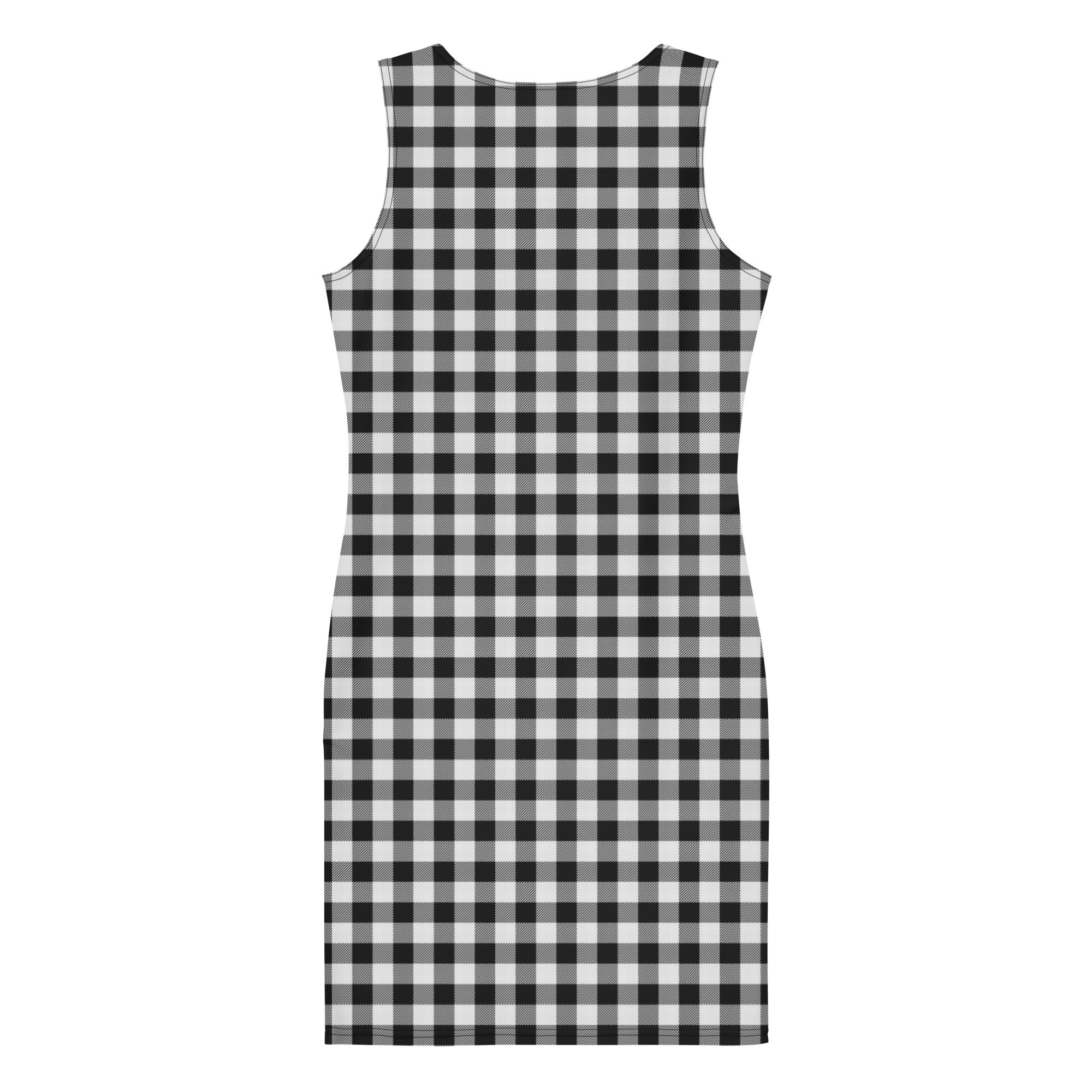 Preppy Black and White Gingham Plaid Bodycon Dress