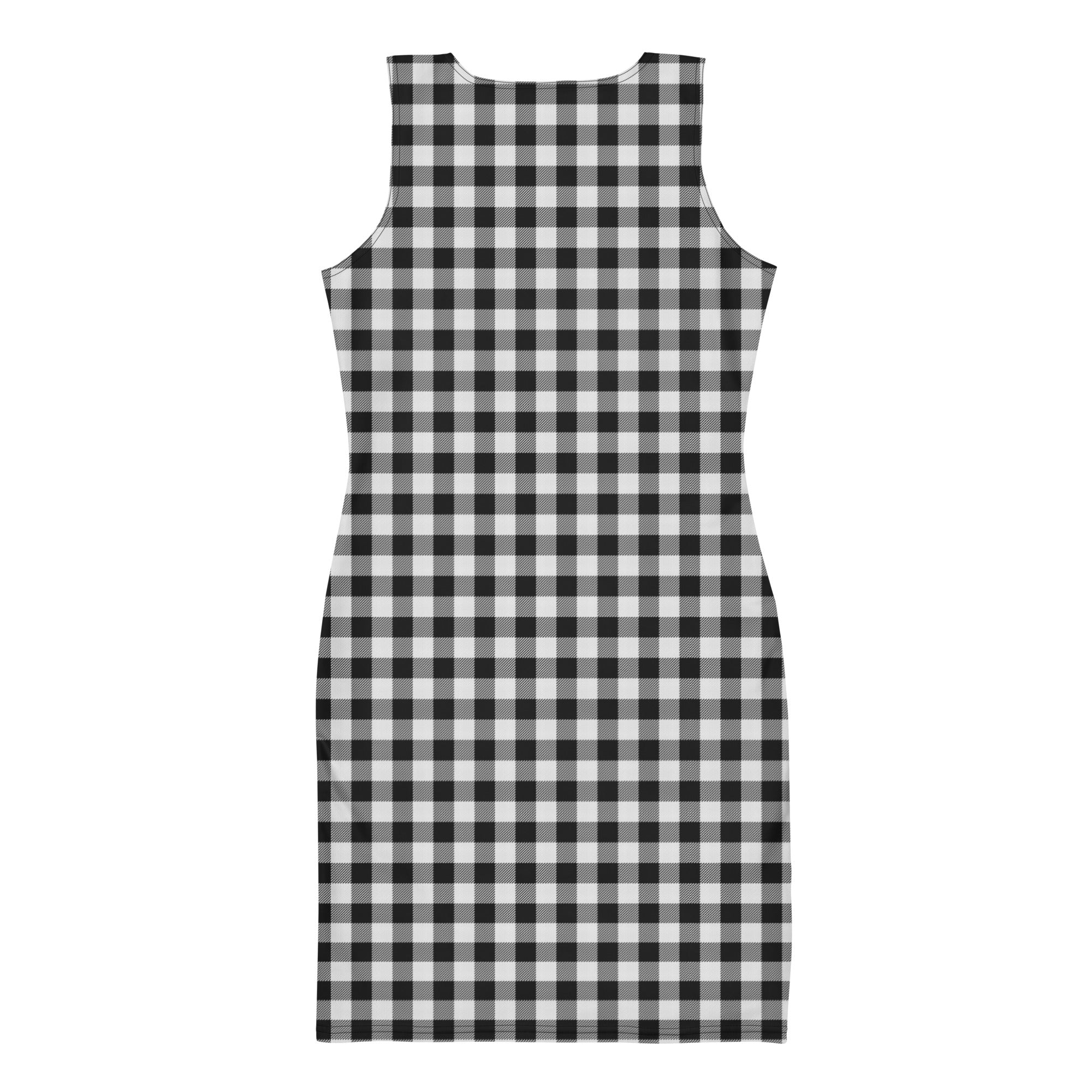 Preppy Black and White Gingham Plaid Bodycon Dress