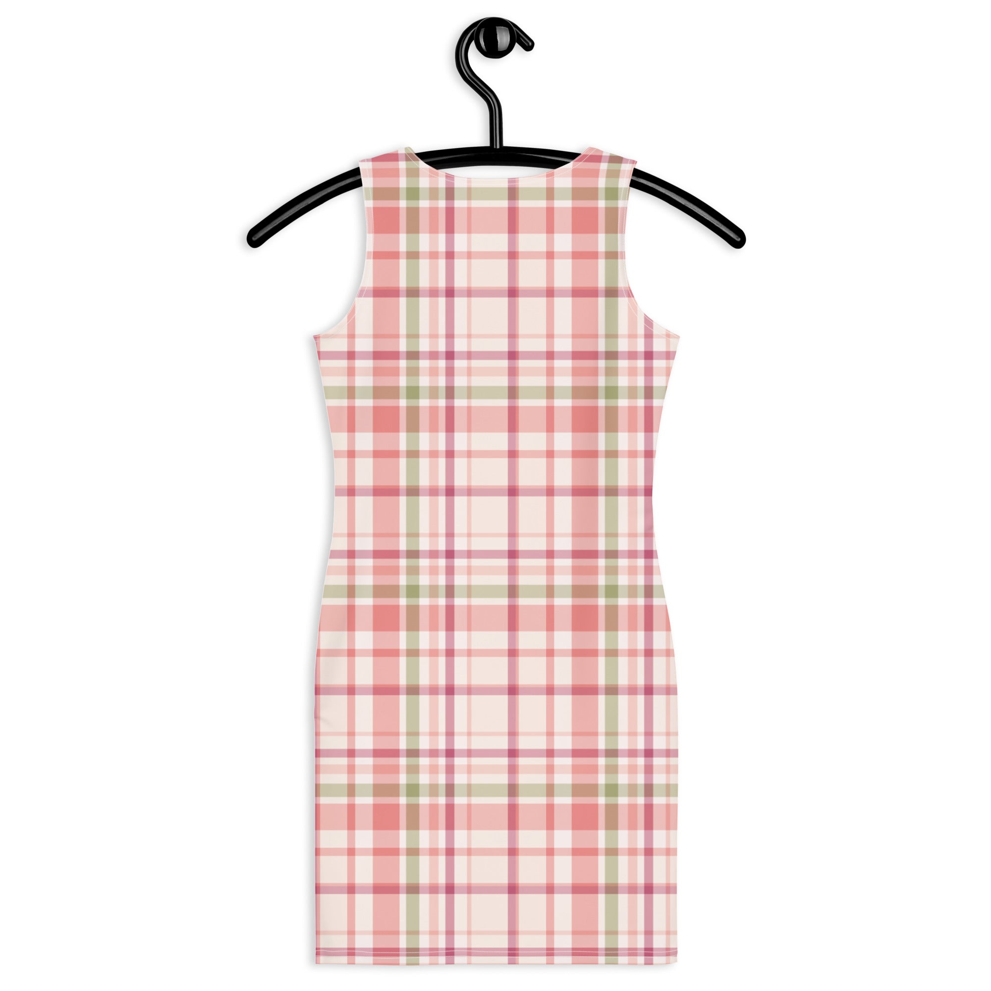 Preppy Rose Pink Tartan Plaid Check Bodycon Dress