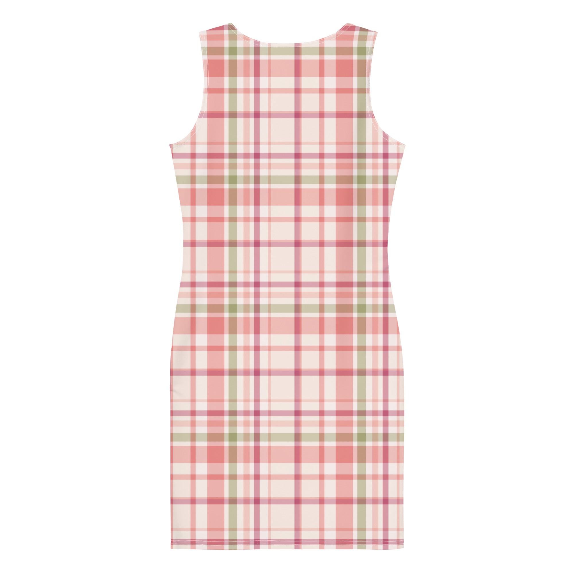 Preppy Rose Pink Tartan Plaid Check Bodycon Dress