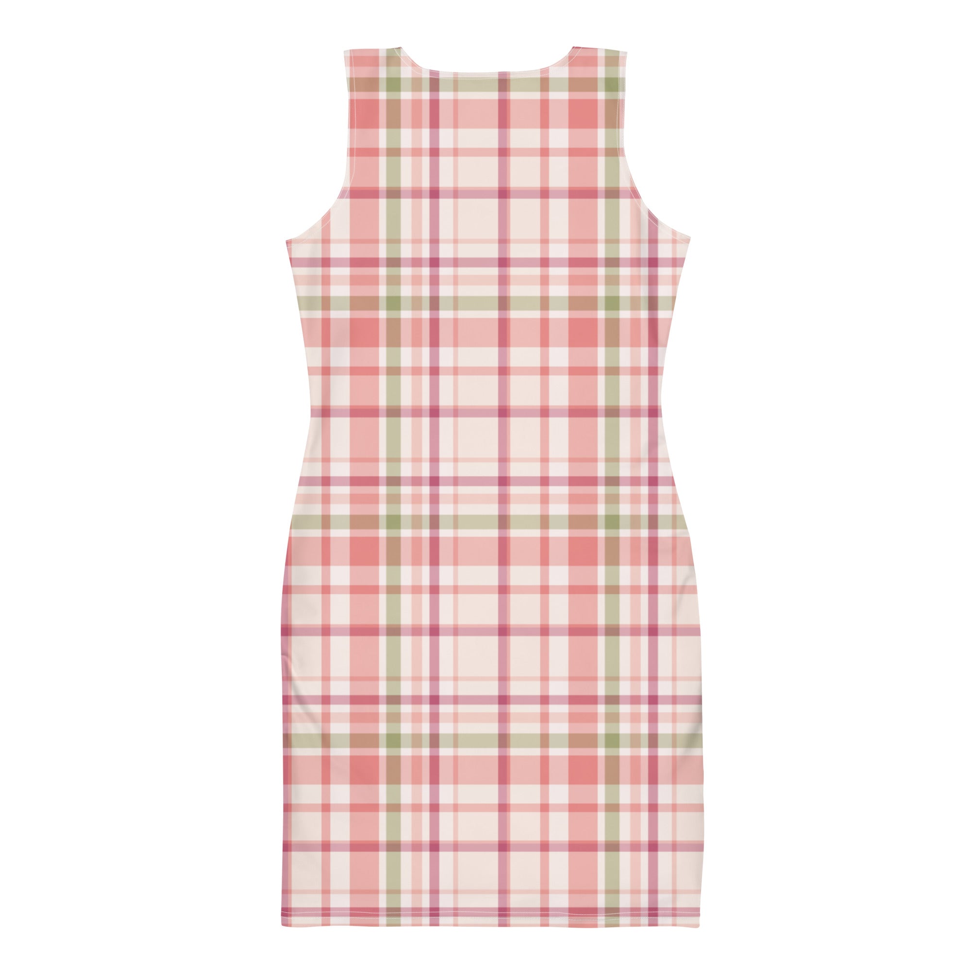 Preppy Rose Pink Tartan Plaid Check Bodycon Dress