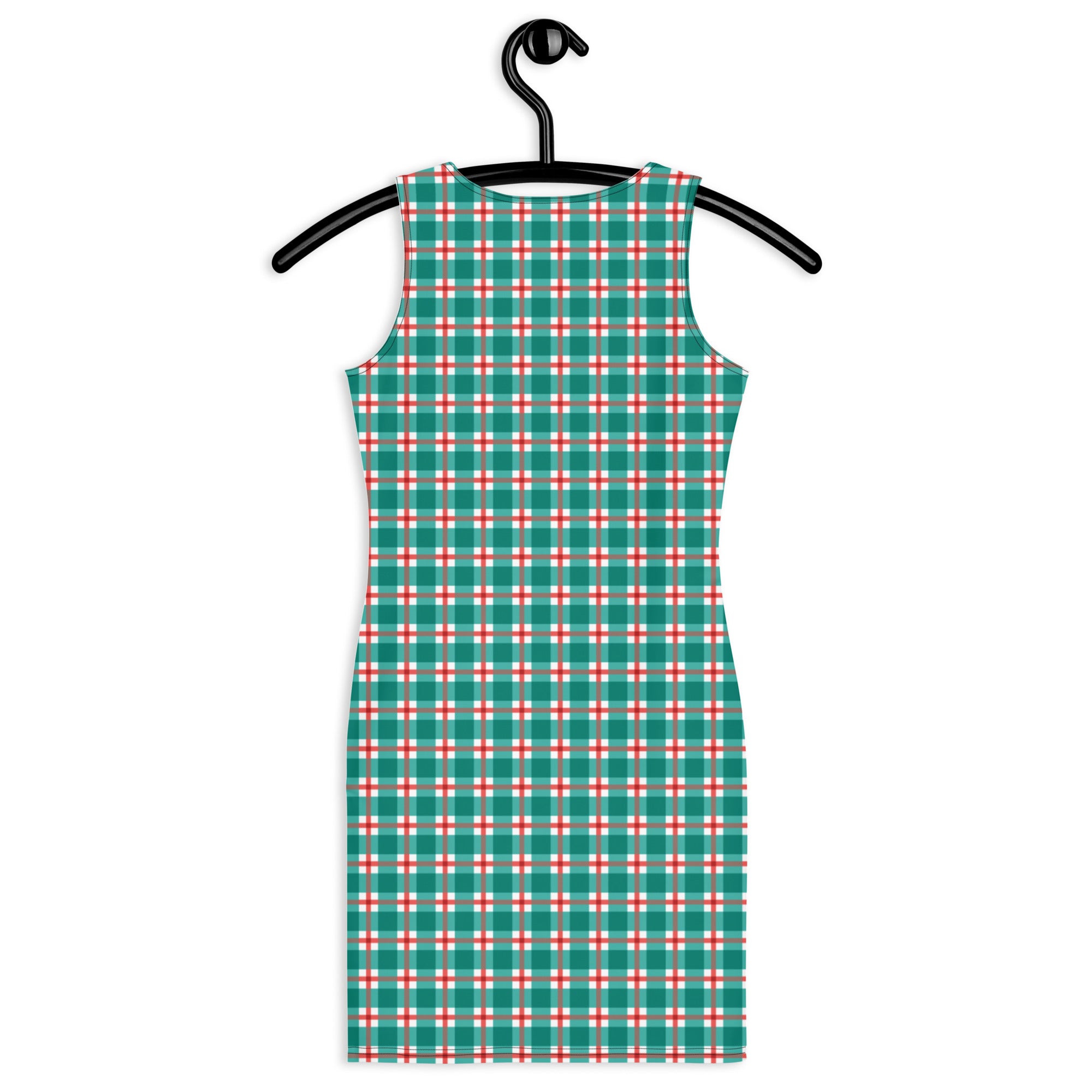 Green and Red Striped Plaid Grid Bodycon Dress