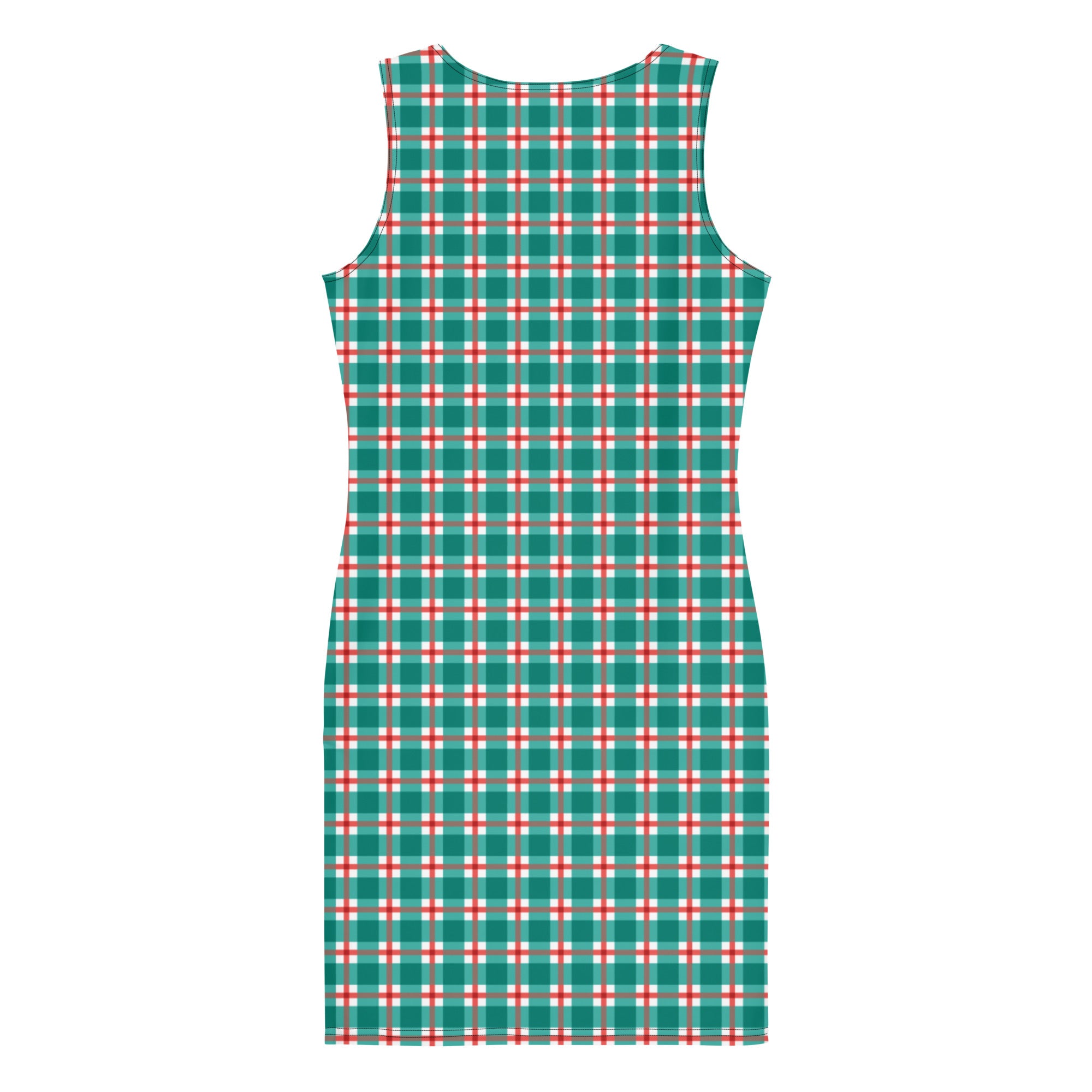 Green and Red Striped Plaid Grid Bodycon Dress