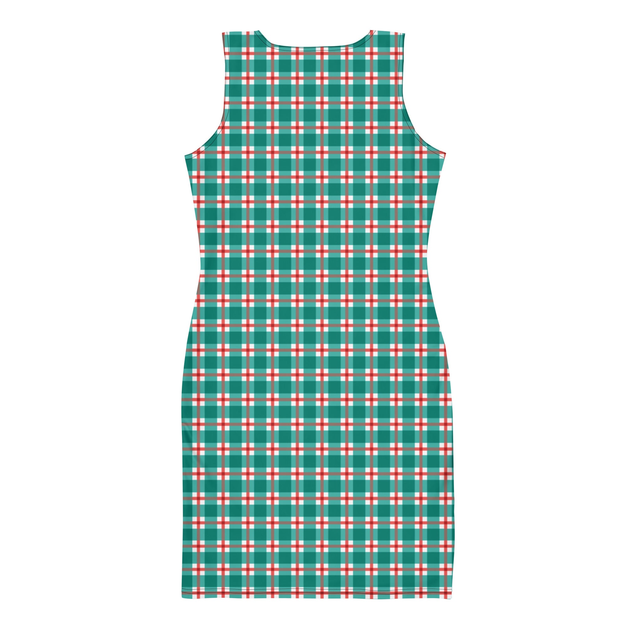Green and Red Striped Plaid Grid Bodycon Dress