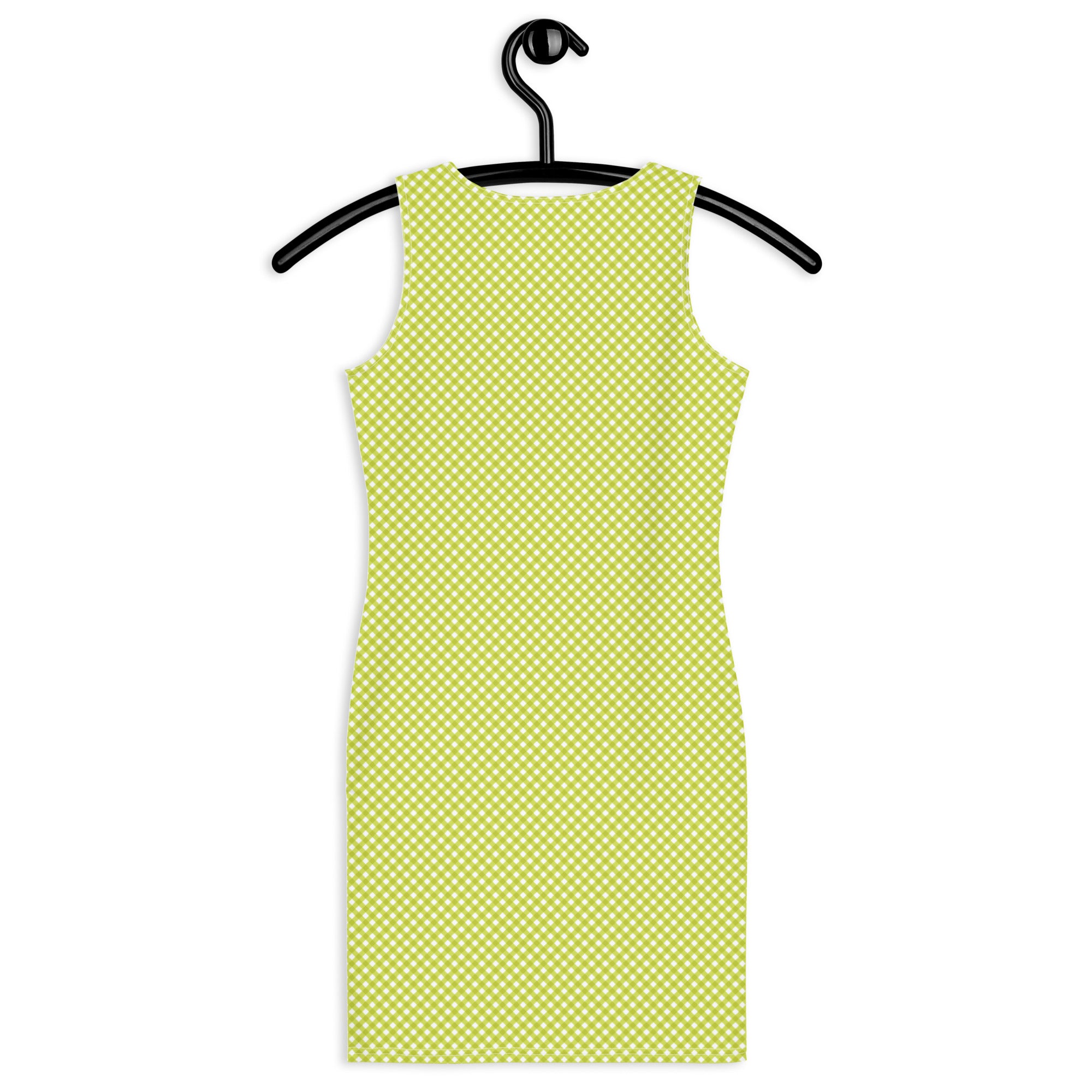 Pretty Green and White Gingham Plaid Bodycon Dress